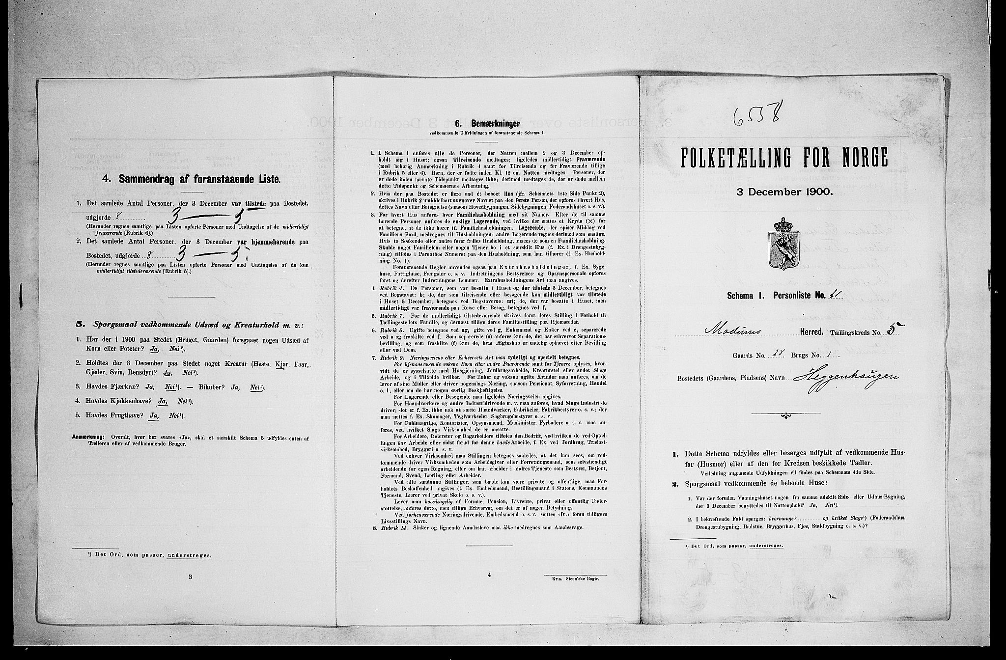 RA, 1900 census for Modum, 1900, p. 72