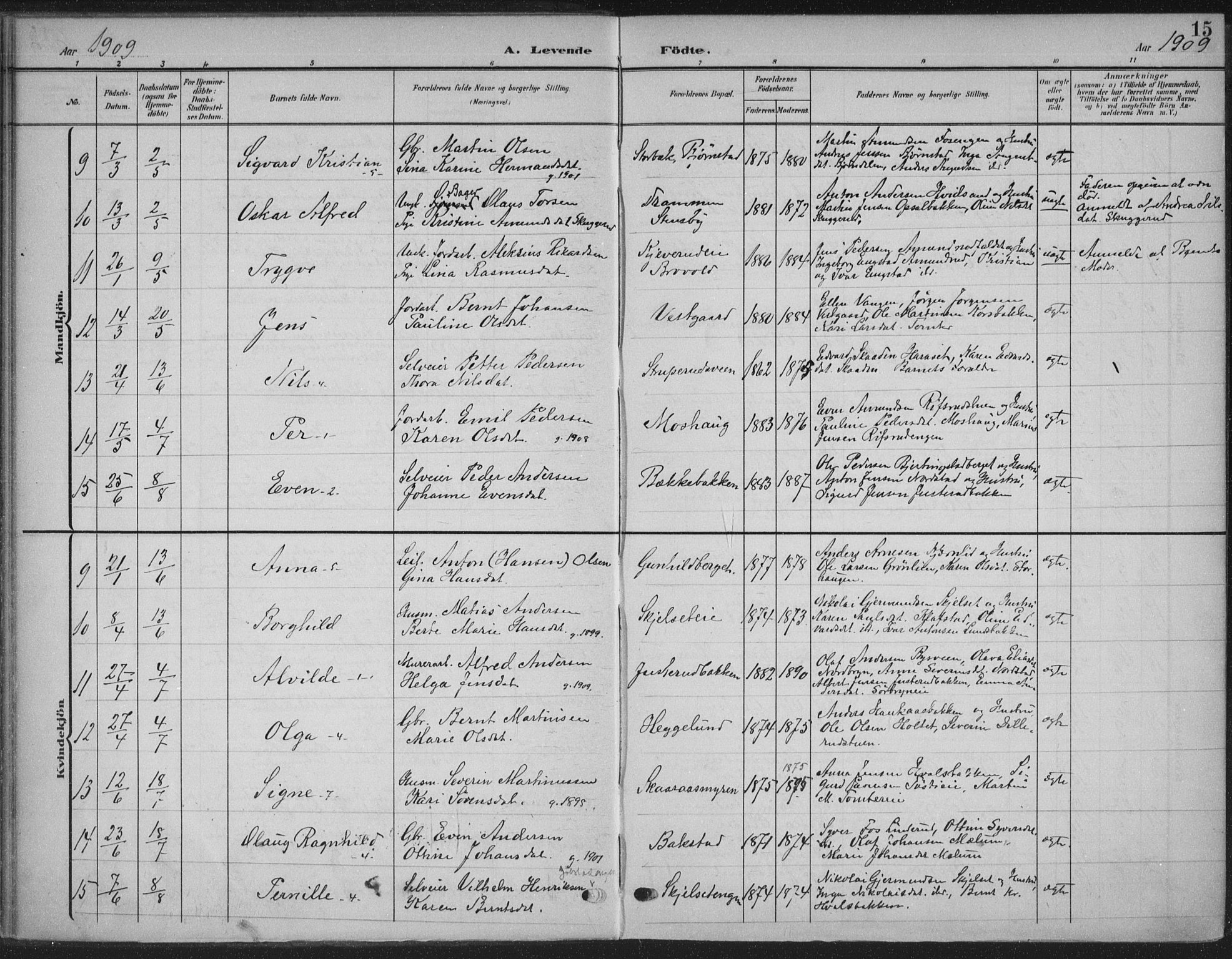 Romedal prestekontor, SAH/PREST-004/K/L0009: Parish register (official) no. 9, 1906-1929, p. 15