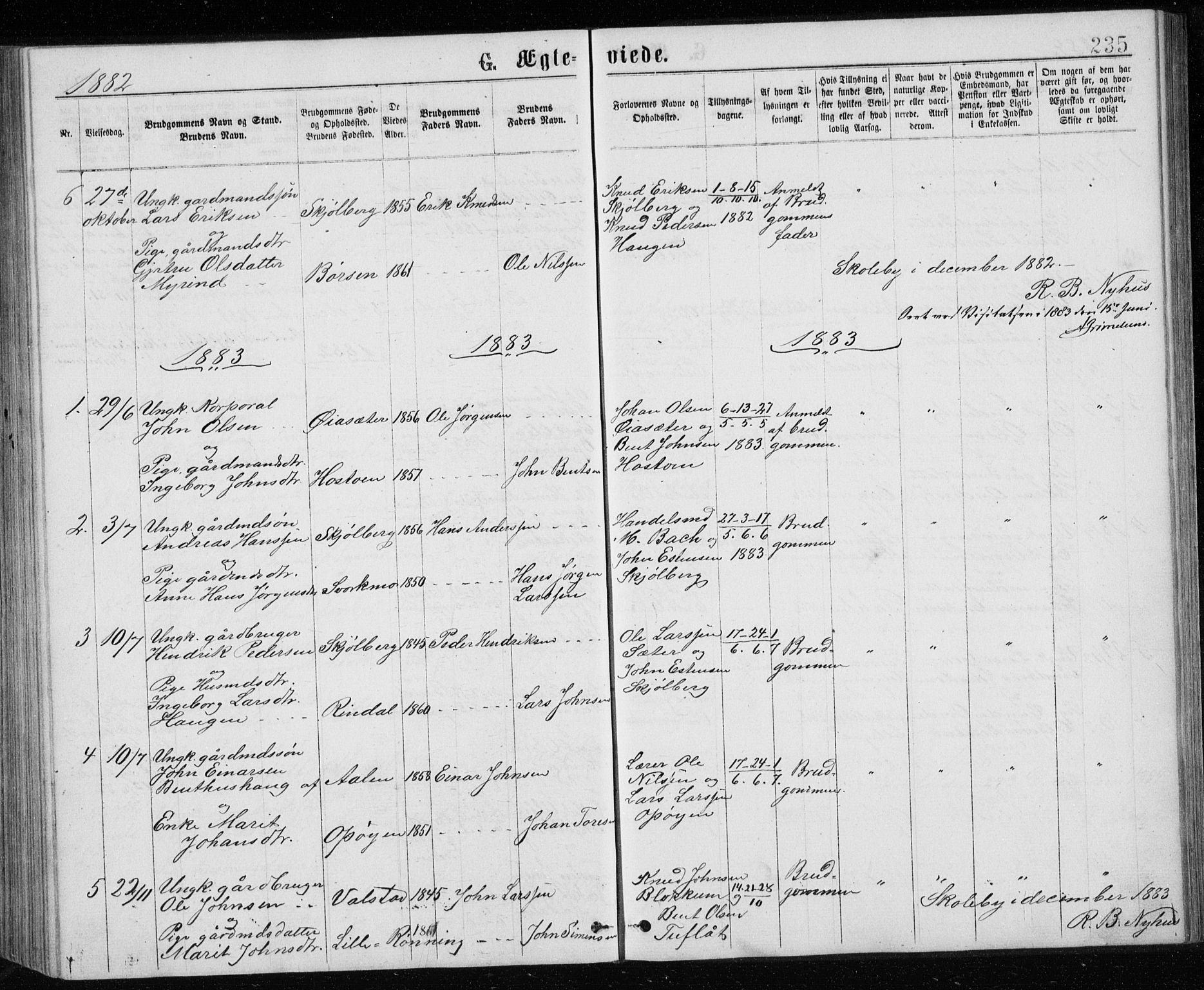 Ministerialprotokoller, klokkerbøker og fødselsregistre - Sør-Trøndelag, SAT/A-1456/671/L0843: Parish register (copy) no. 671C02, 1873-1892, p. 235
