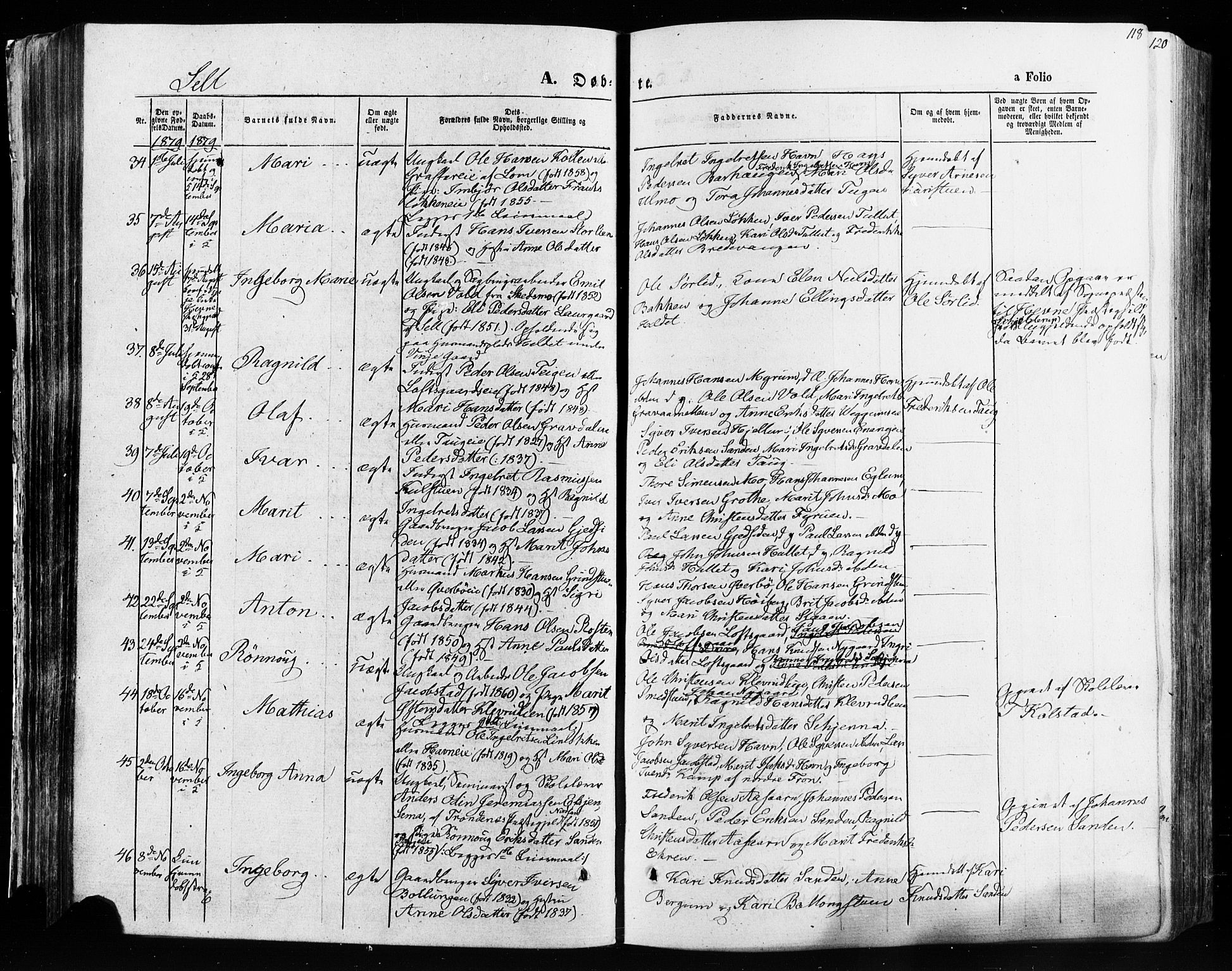 Vågå prestekontor, SAH/PREST-076/H/Ha/Haa/L0007: Parish register (official) no. 7 /3, 1872-1886, p. 118