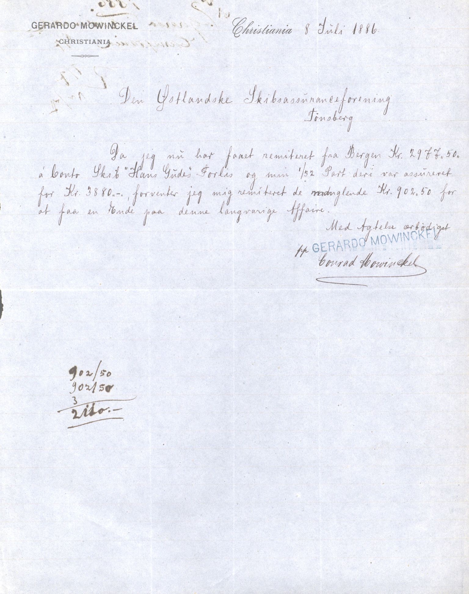 Pa 63 - Østlandske skibsassuranceforening, VEMU/A-1079/G/Ga/L0018/0001: Havaridokumenter / Freyr, Nicola, Alstepha, Aldora, Hans Gude, 1885, p. 34