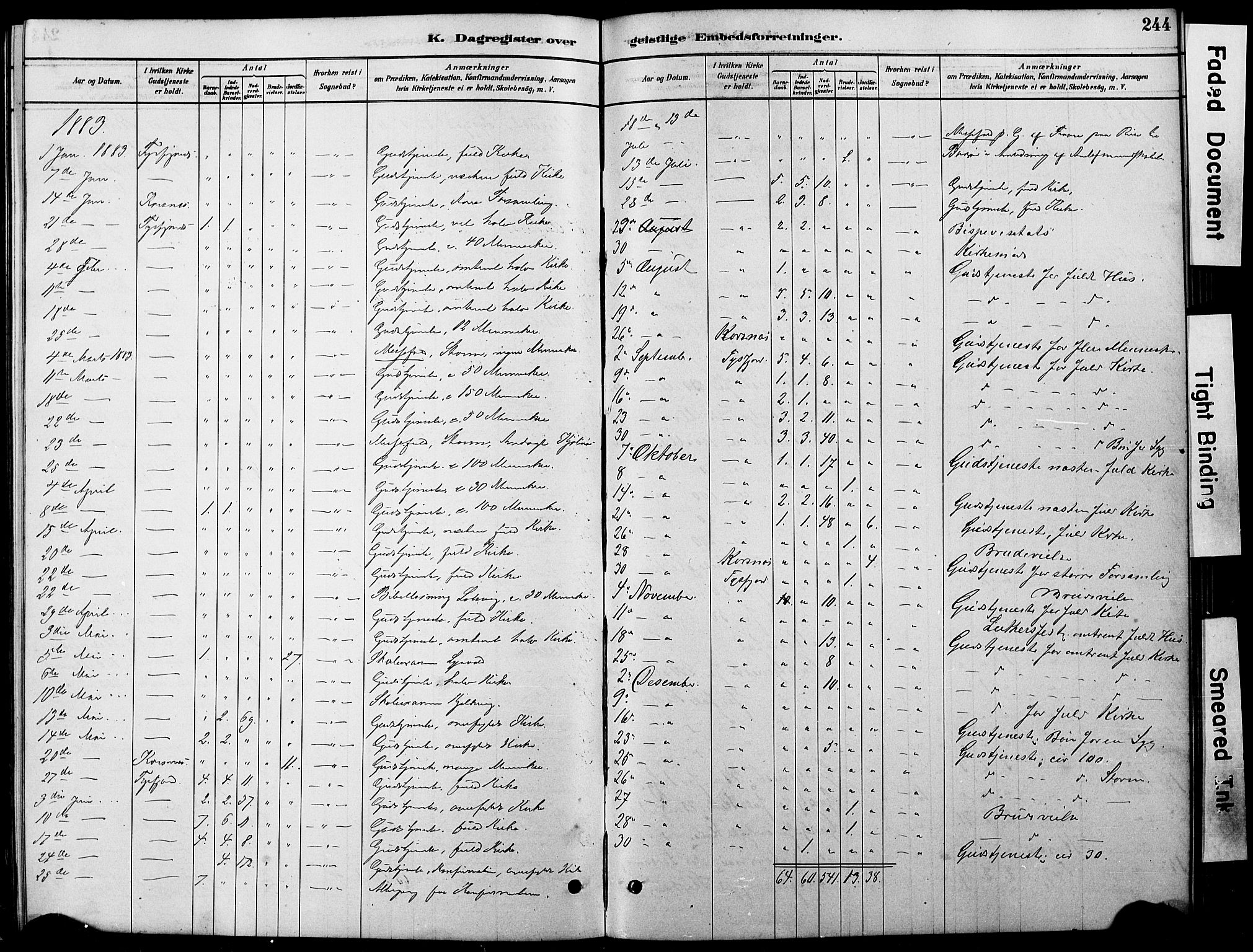 Ministerialprotokoller, klokkerbøker og fødselsregistre - Nordland, AV/SAT-A-1459/861/L0875: Parish register (copy) no. 861C01, 1879-1887, p. 244