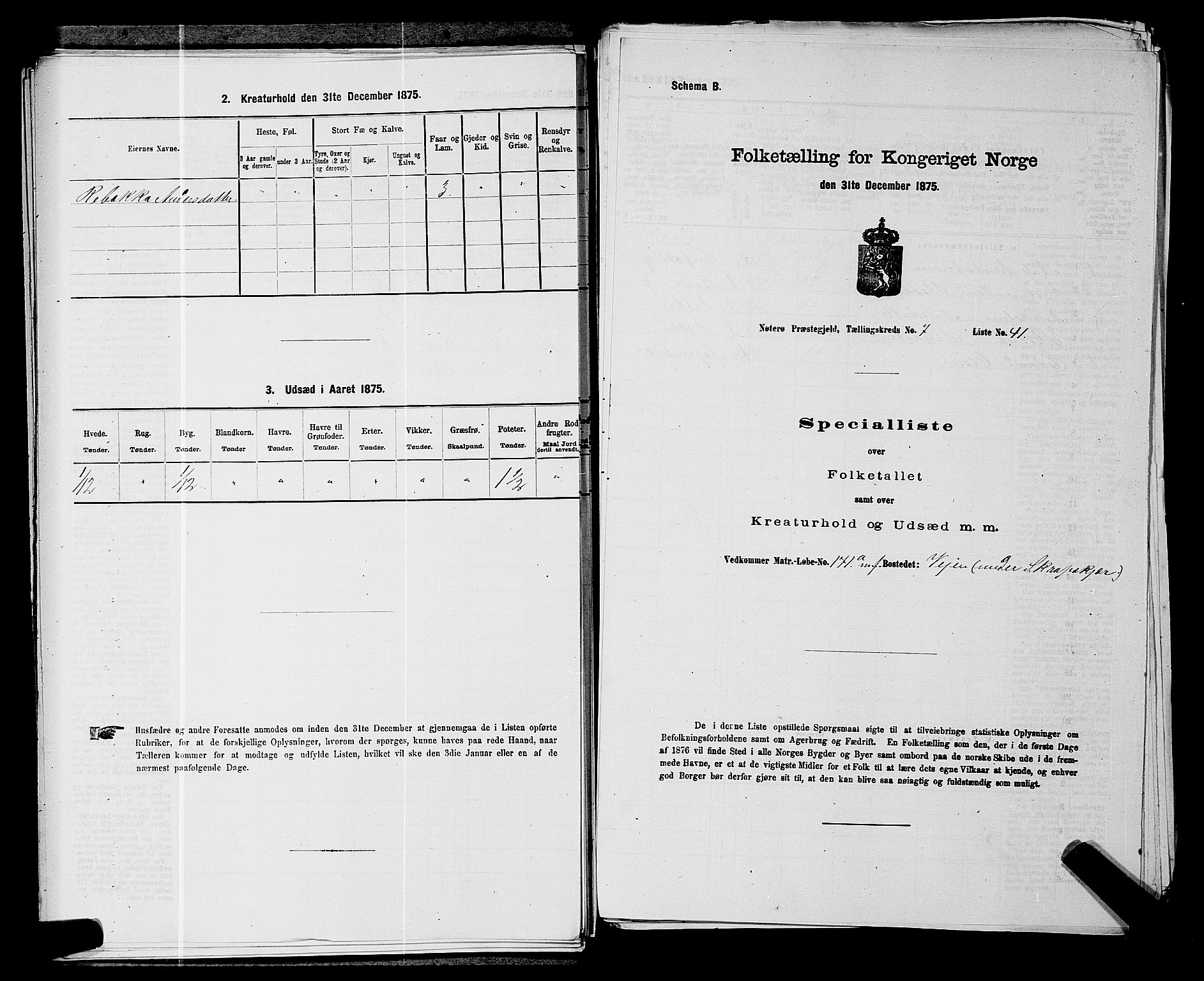 SAKO, 1875 census for 0722P Nøtterøy, 1875, p. 1416