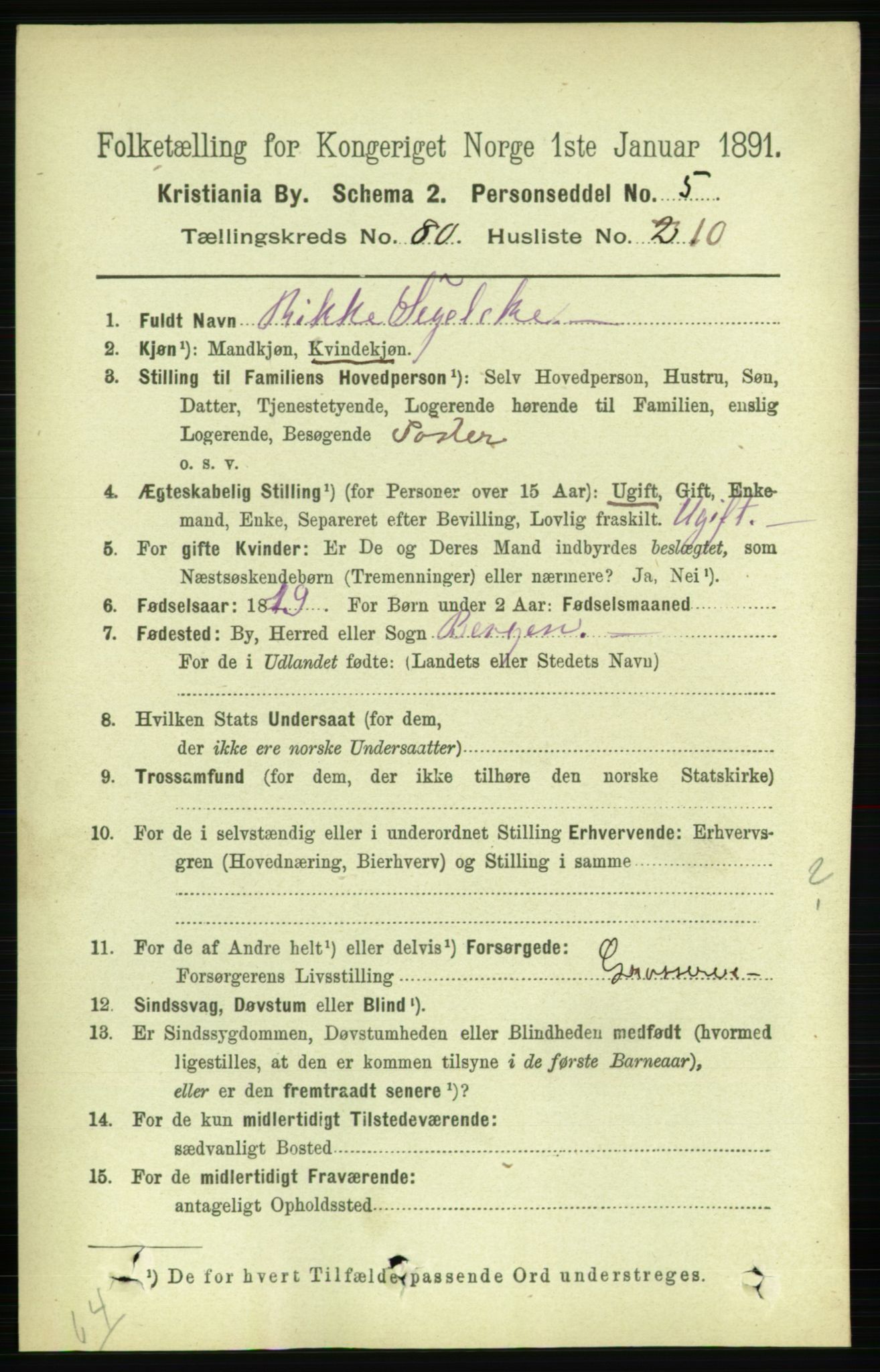 RA, 1891 census for 0301 Kristiania, 1891, p. 41407