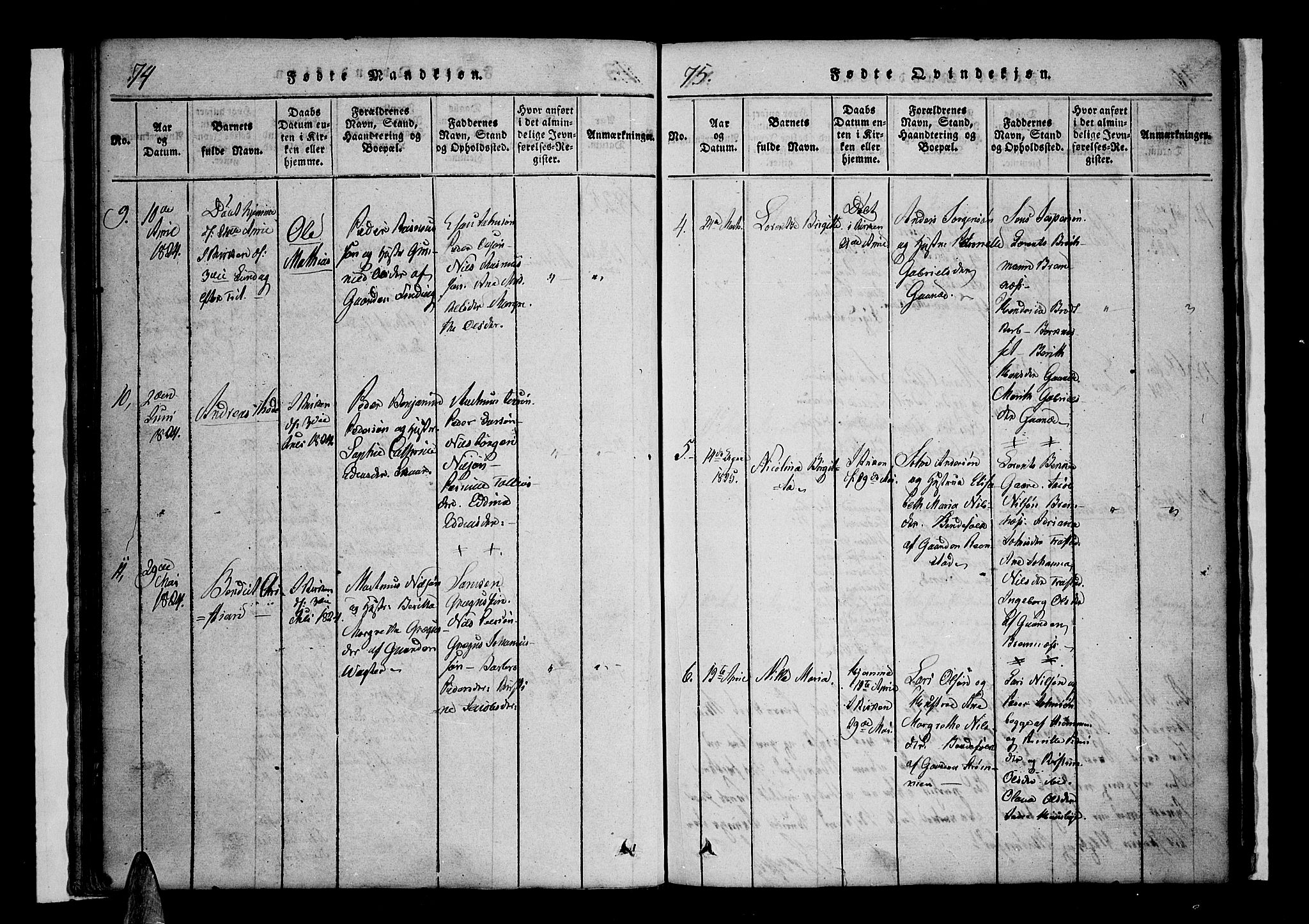 Kvæfjord sokneprestkontor, SATØ/S-1323/G/Ga/Gaa/L0002kirke: Parish register (official) no. 2, 1821-1830, p. 74-75