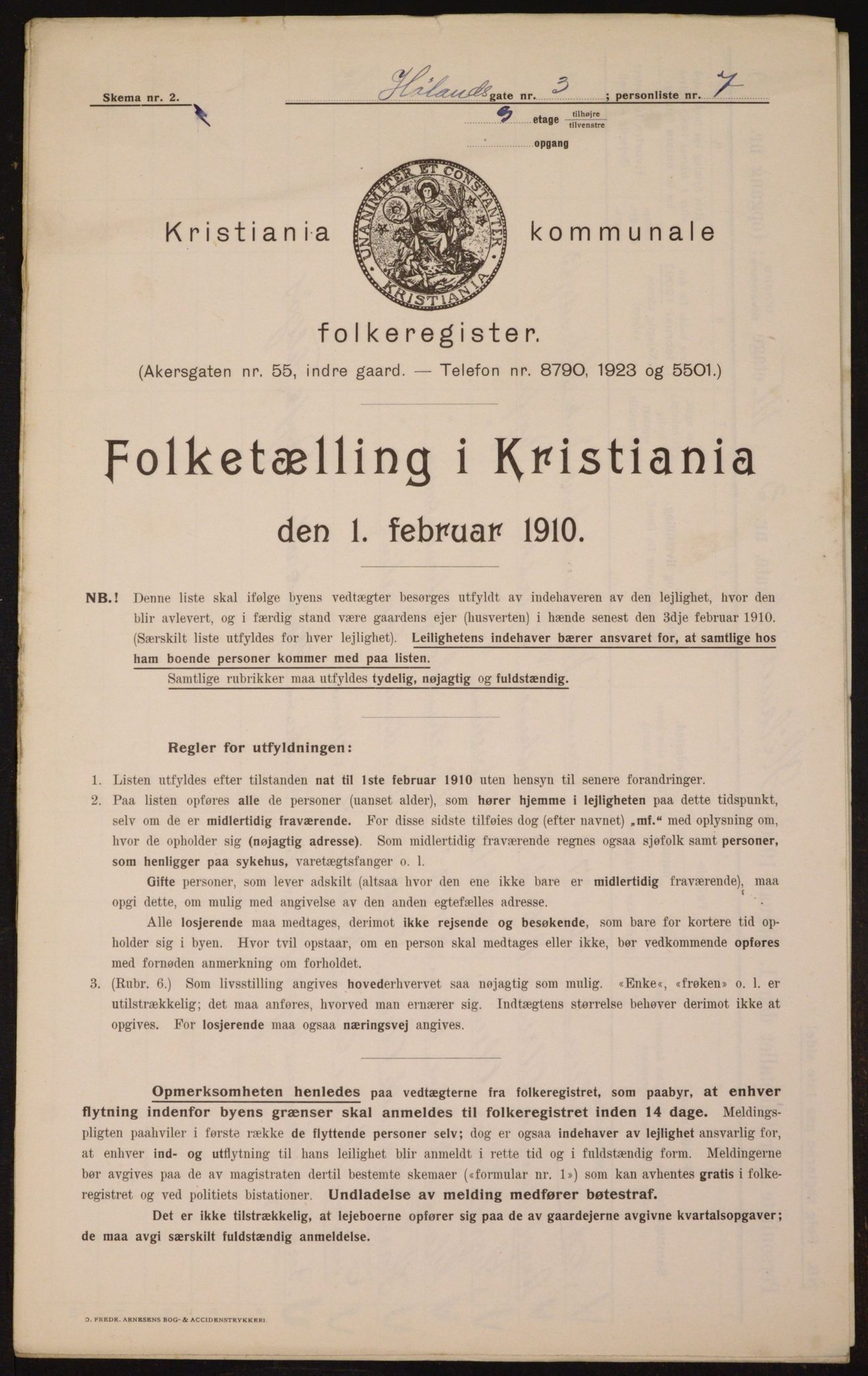 OBA, Municipal Census 1910 for Kristiania, 1910, p. 41447