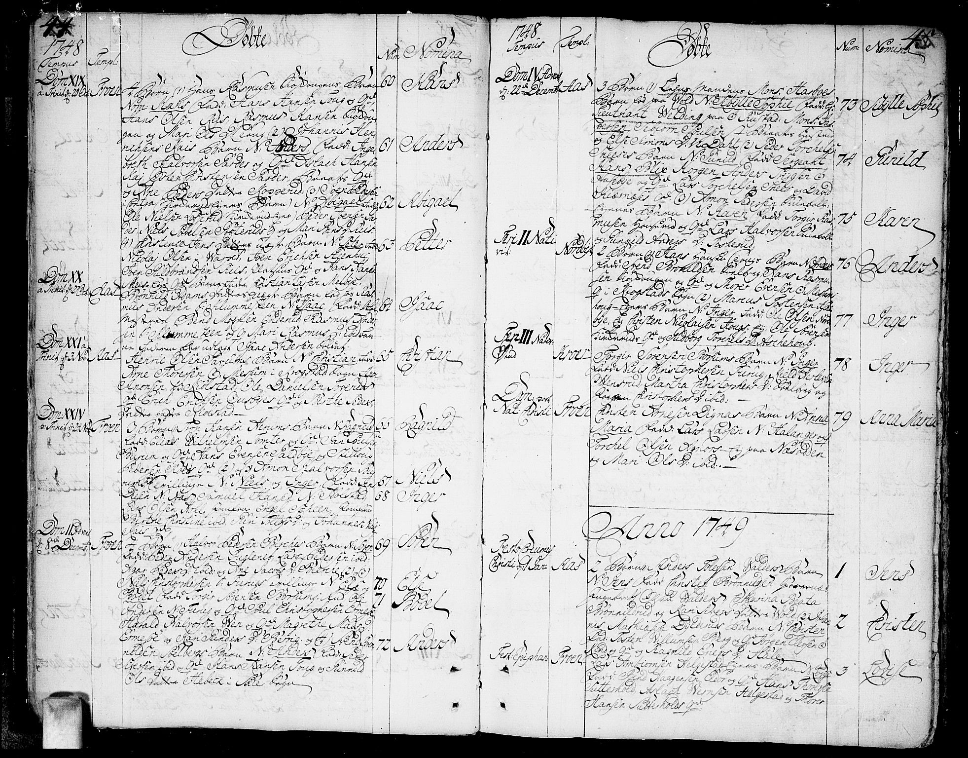 Ås prestekontor Kirkebøker, AV/SAO-A-10894/F/Fa/L0001: Parish register (official) no. I 1, 1742-1778, p. 44-45