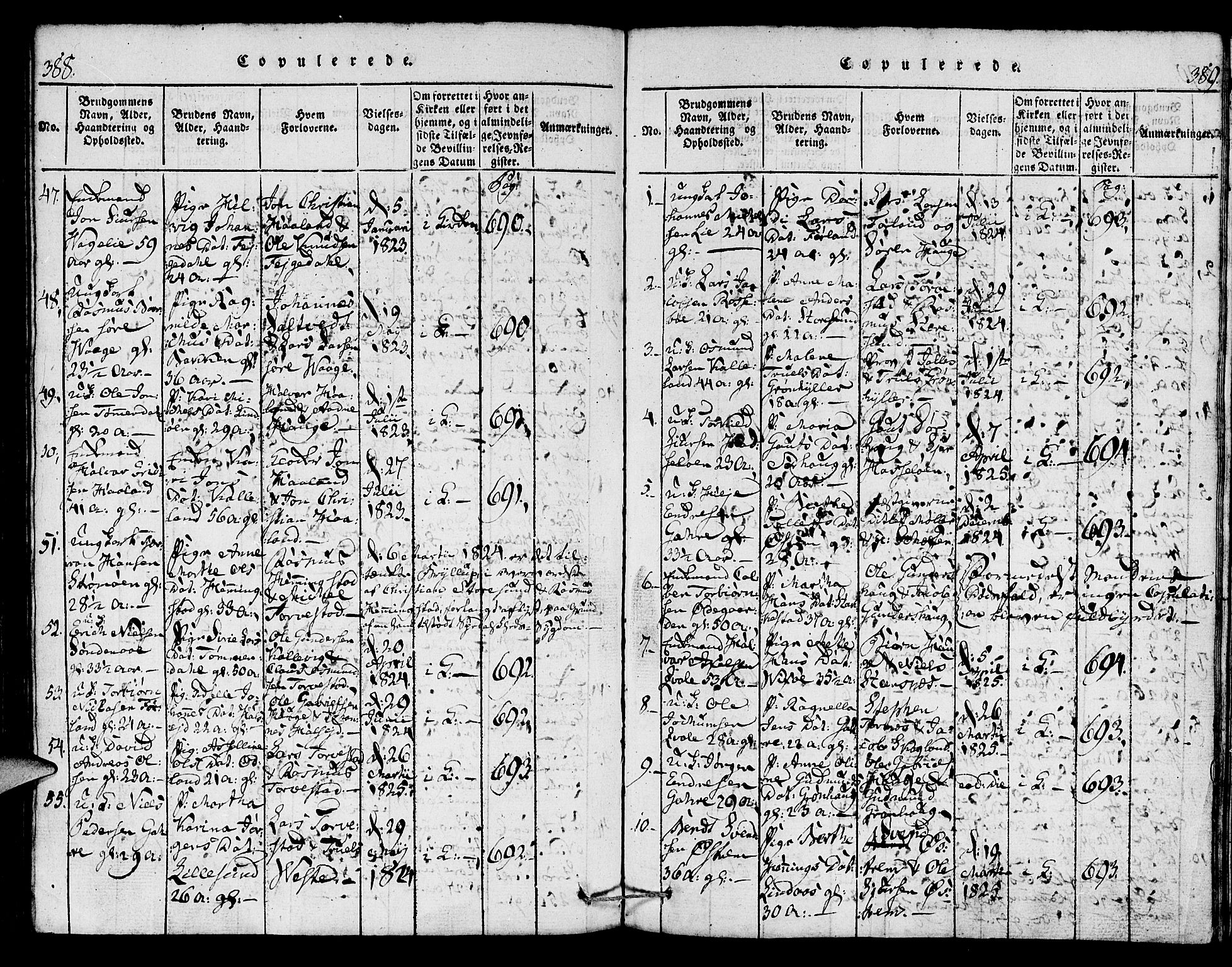 Torvastad sokneprestkontor, SAST/A -101857/H/Ha/Haa/L0004: Parish register (official) no. A 4, 1817-1836, p. 388-389