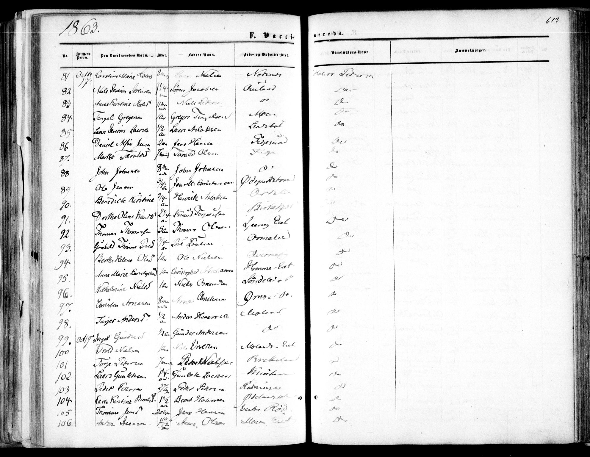 Søndeled sokneprestkontor, AV/SAK-1111-0038/F/Fa/L0003: Parish register (official) no. A 3, 1861-1879, p. 613