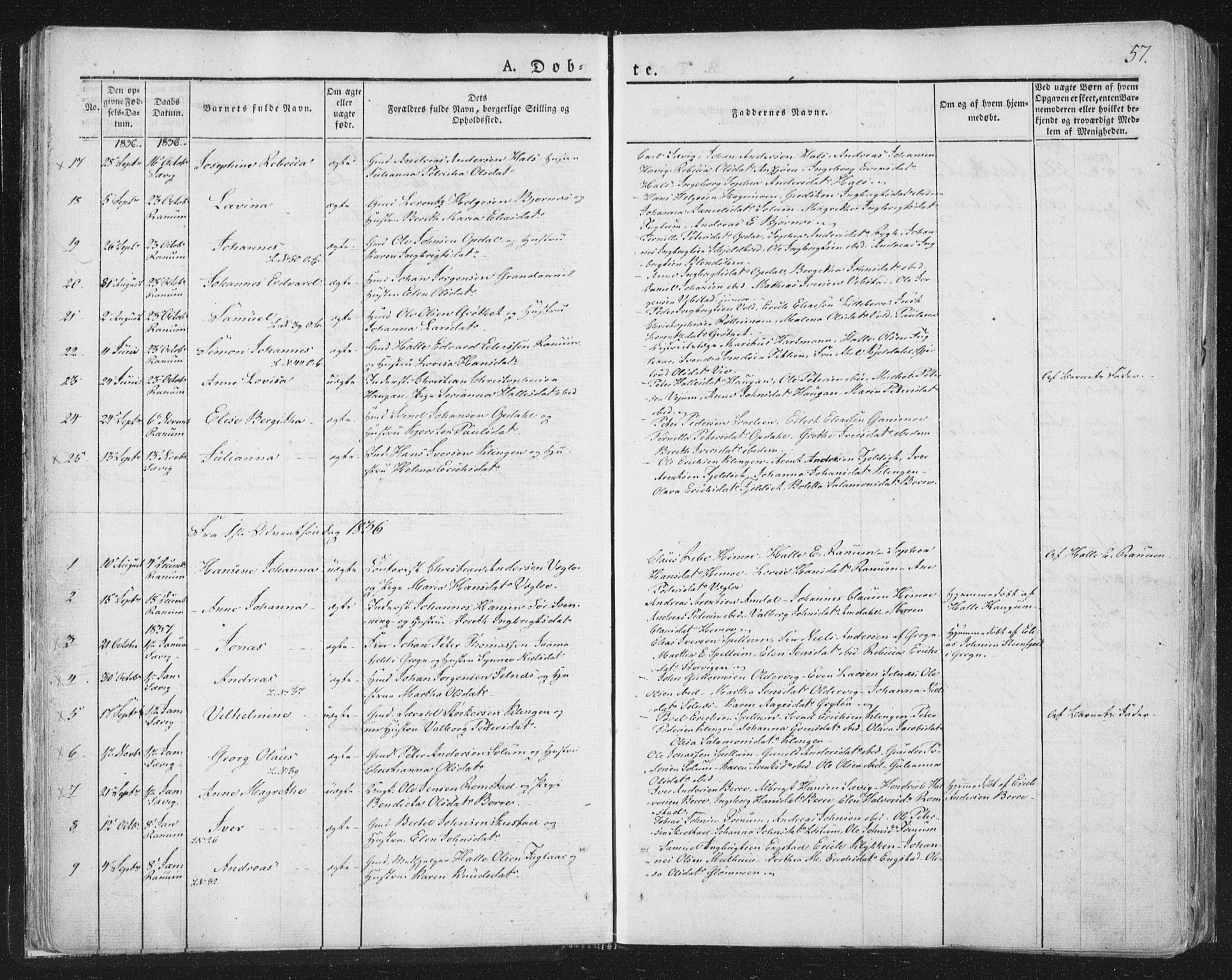 Ministerialprotokoller, klokkerbøker og fødselsregistre - Nord-Trøndelag, SAT/A-1458/764/L0551: Parish register (official) no. 764A07a, 1824-1864, p. 57