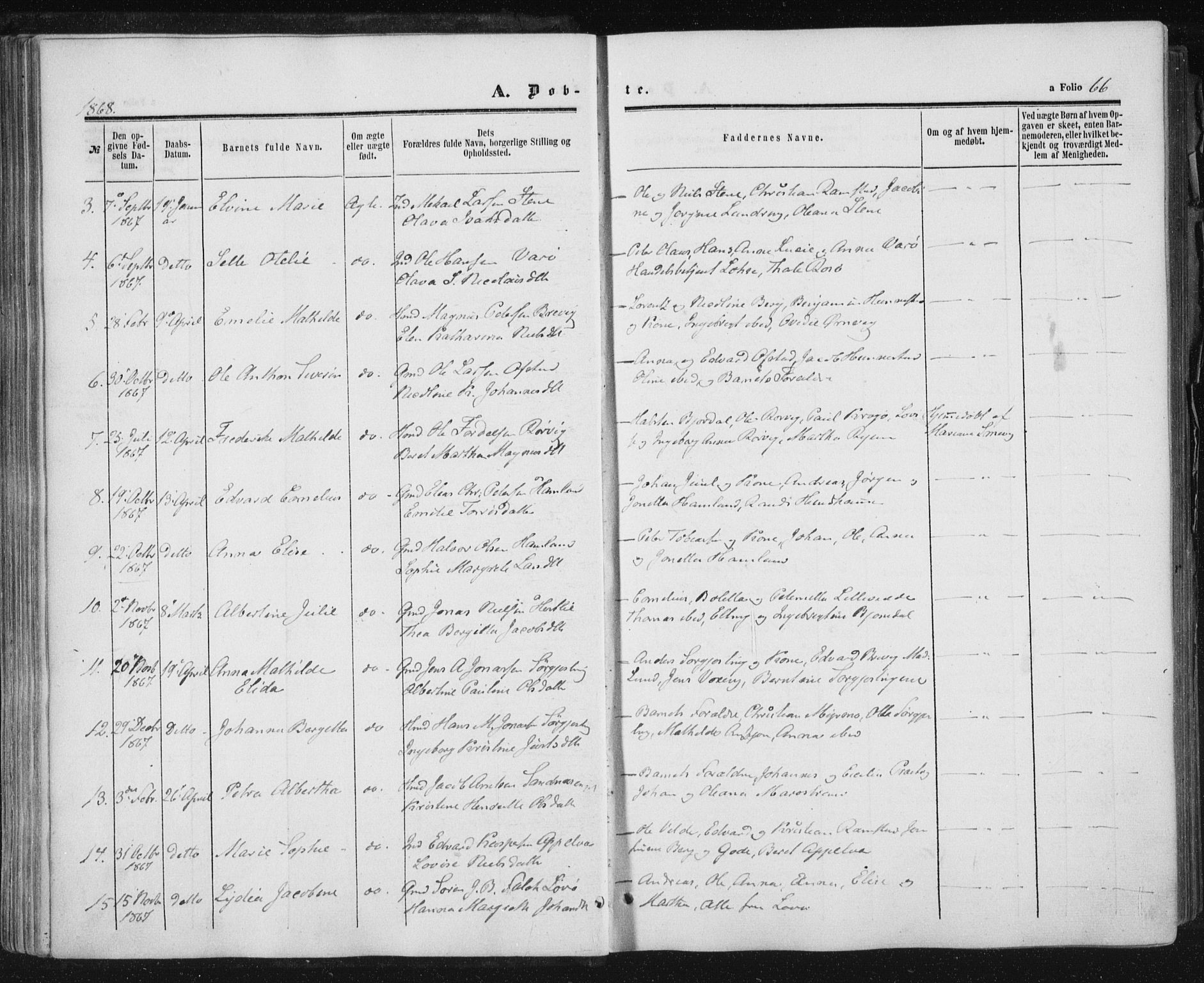 Ministerialprotokoller, klokkerbøker og fødselsregistre - Nord-Trøndelag, SAT/A-1458/784/L0670: Parish register (official) no. 784A05, 1860-1876, p. 66
