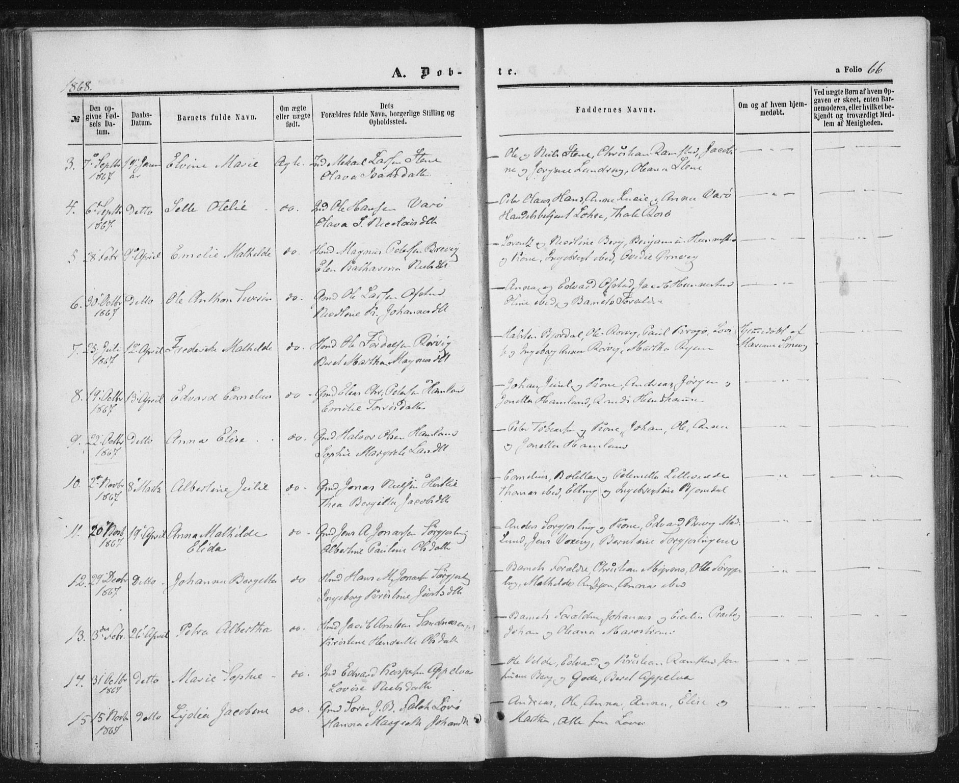 Ministerialprotokoller, klokkerbøker og fødselsregistre - Nord-Trøndelag, AV/SAT-A-1458/784/L0670: Parish register (official) no. 784A05, 1860-1876, p. 66