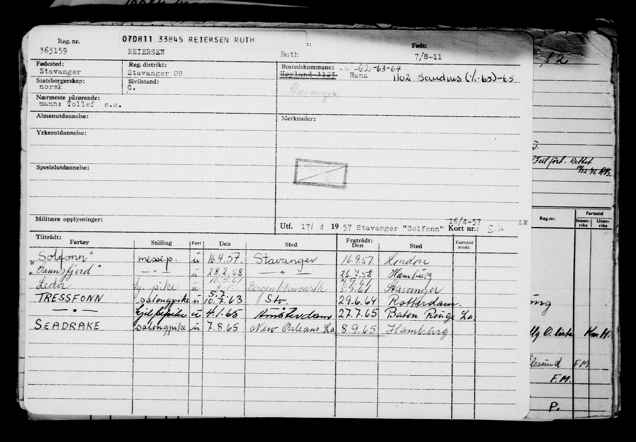 Direktoratet for sjømenn, AV/RA-S-3545/G/Gb/L0099: Hovedkort, 1911, p. 125