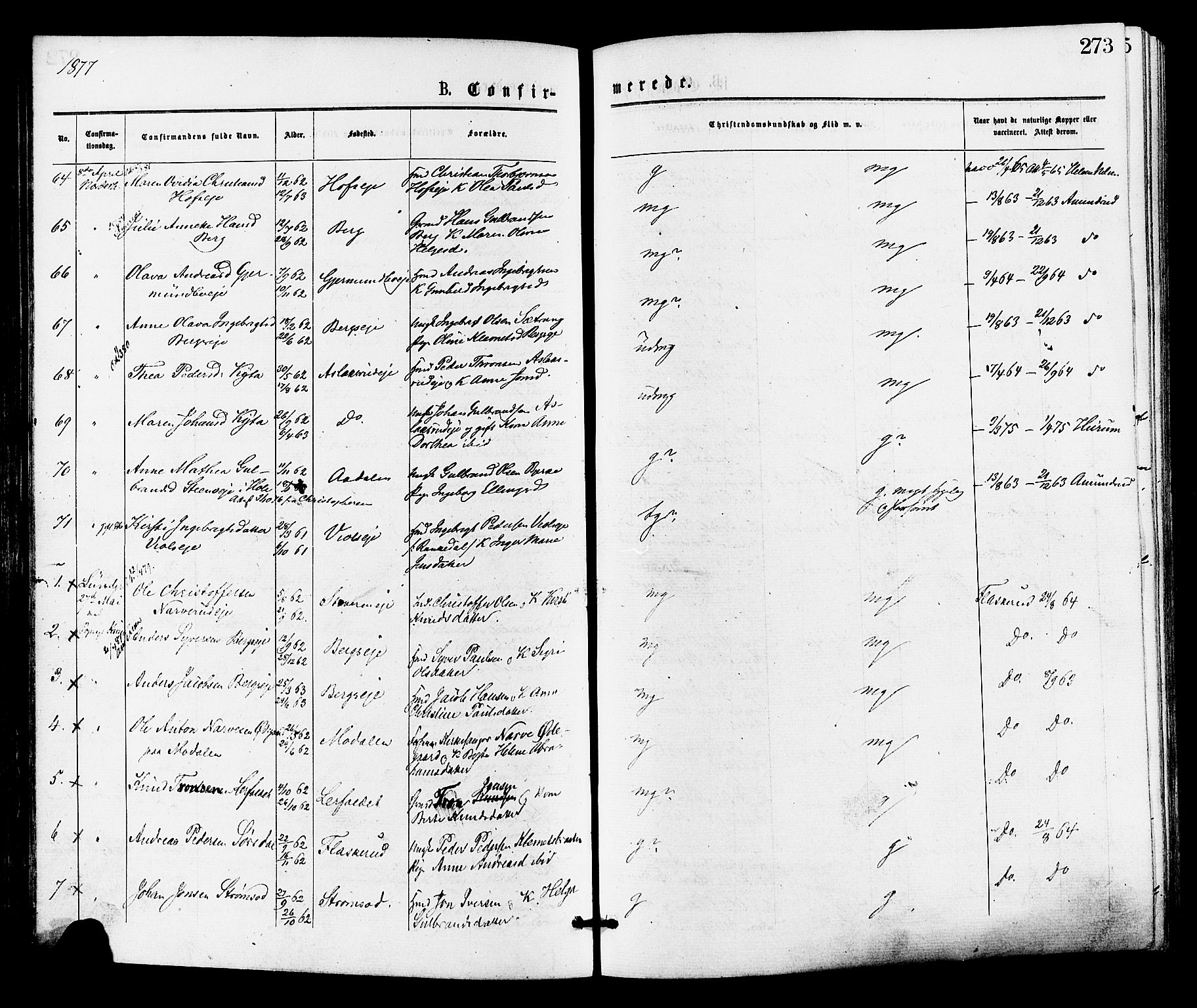 Norderhov kirkebøker, AV/SAKO-A-237/F/Fa/L0015: Parish register (official) no. 15, 1875-1884, p. 273