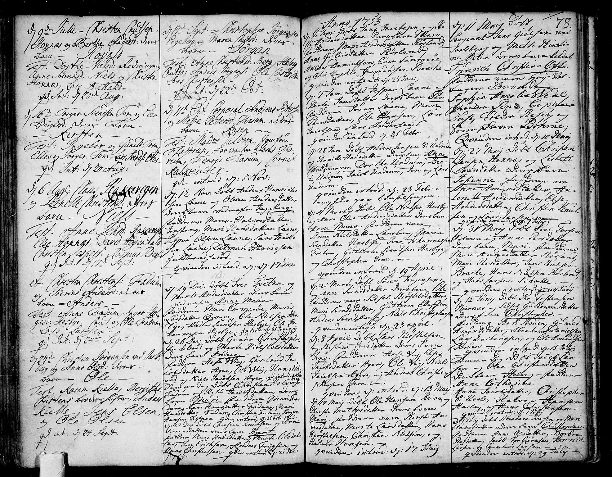 Sem kirkebøker, AV/SAKO-A-5/F/Fa/L0001: Parish register (official) no. I 1, 1702-1763, p. 78