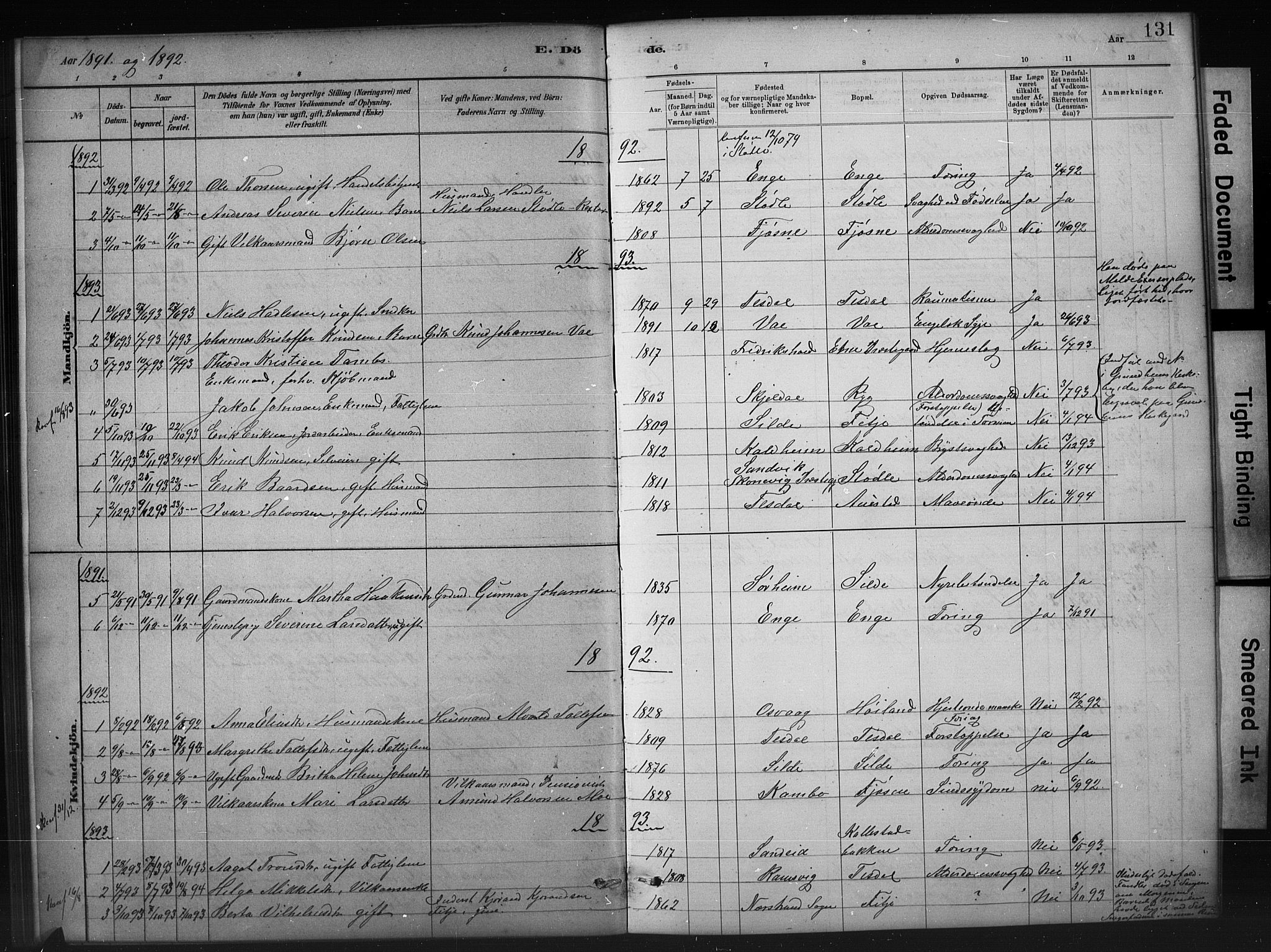 Etne sokneprestembete, SAB/A-75001/H/Hab: Parish register (copy) no. A 5, 1879-1896, p. 131
