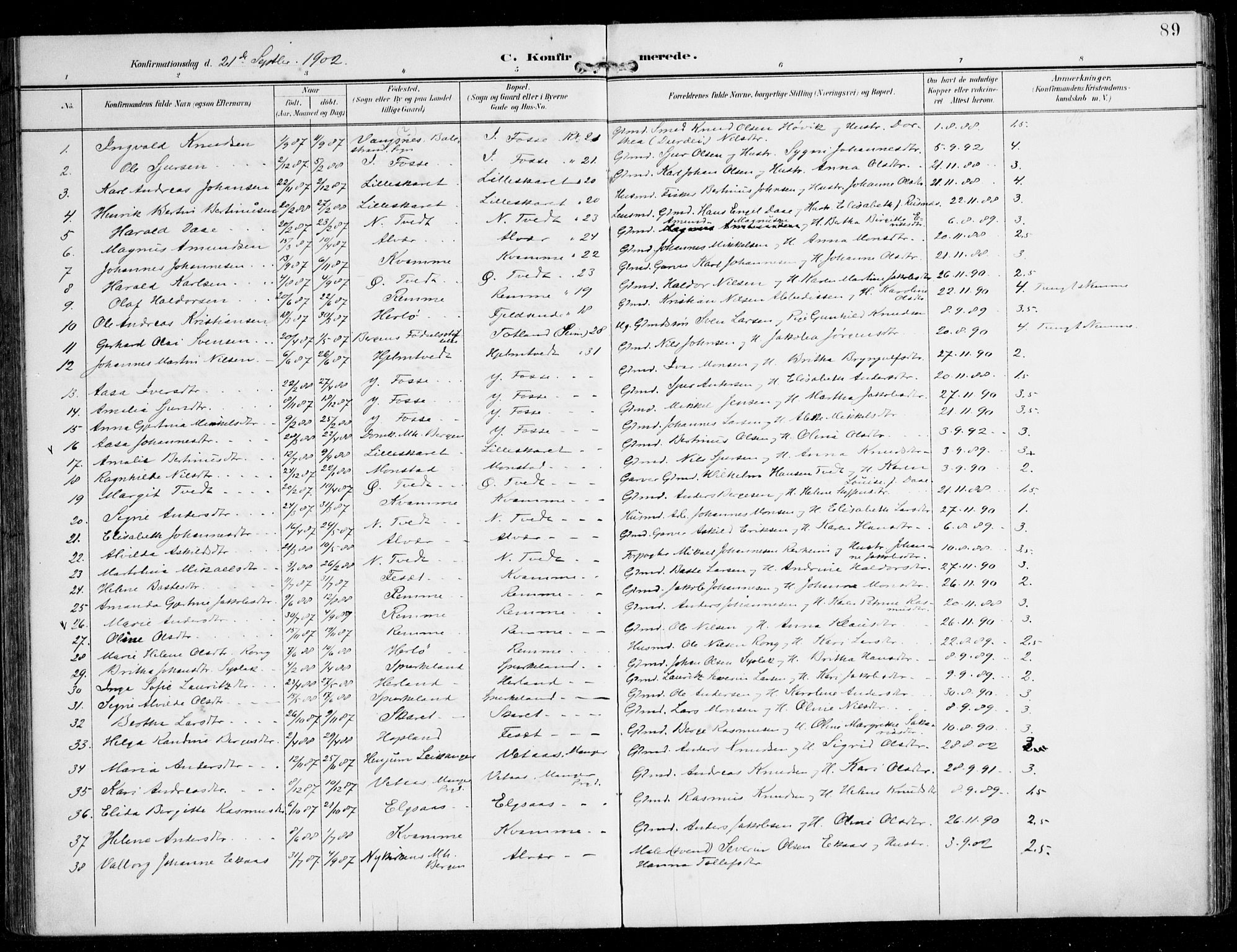 Alversund Sokneprestembete, SAB/A-73901/H/Ha/Haa/Haaa/L0003: Parish register (official) no. A 3, 1897-1926, p. 89