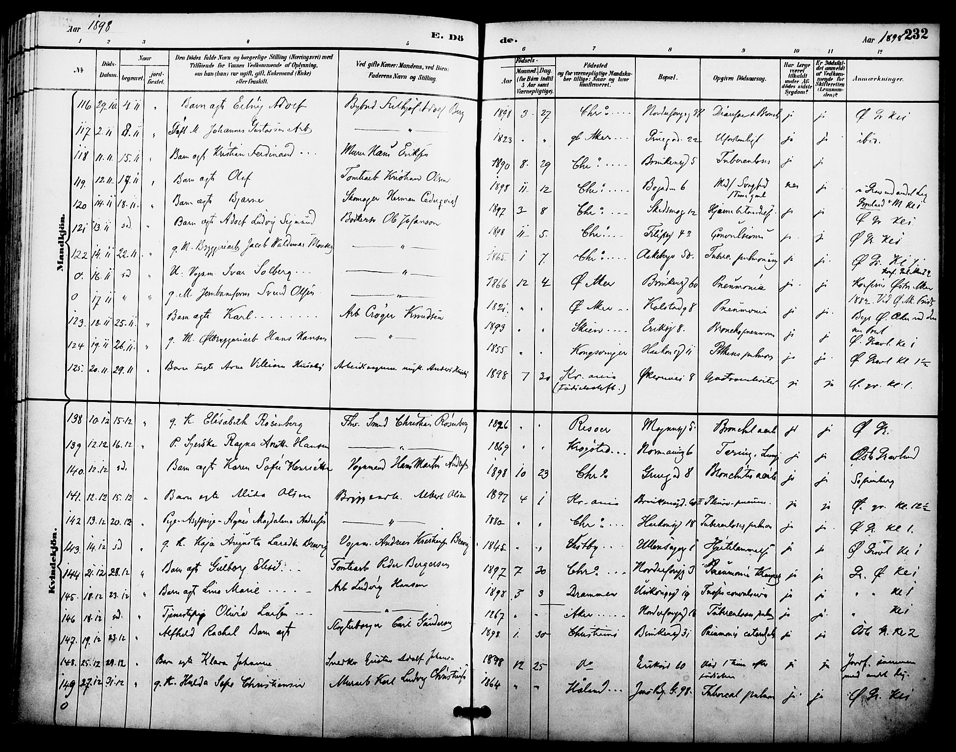 Kampen prestekontor Kirkebøker, SAO/A-10853/F/Fa/L0008: Parish register (official) no. I 8, 1892-1902, p. 232