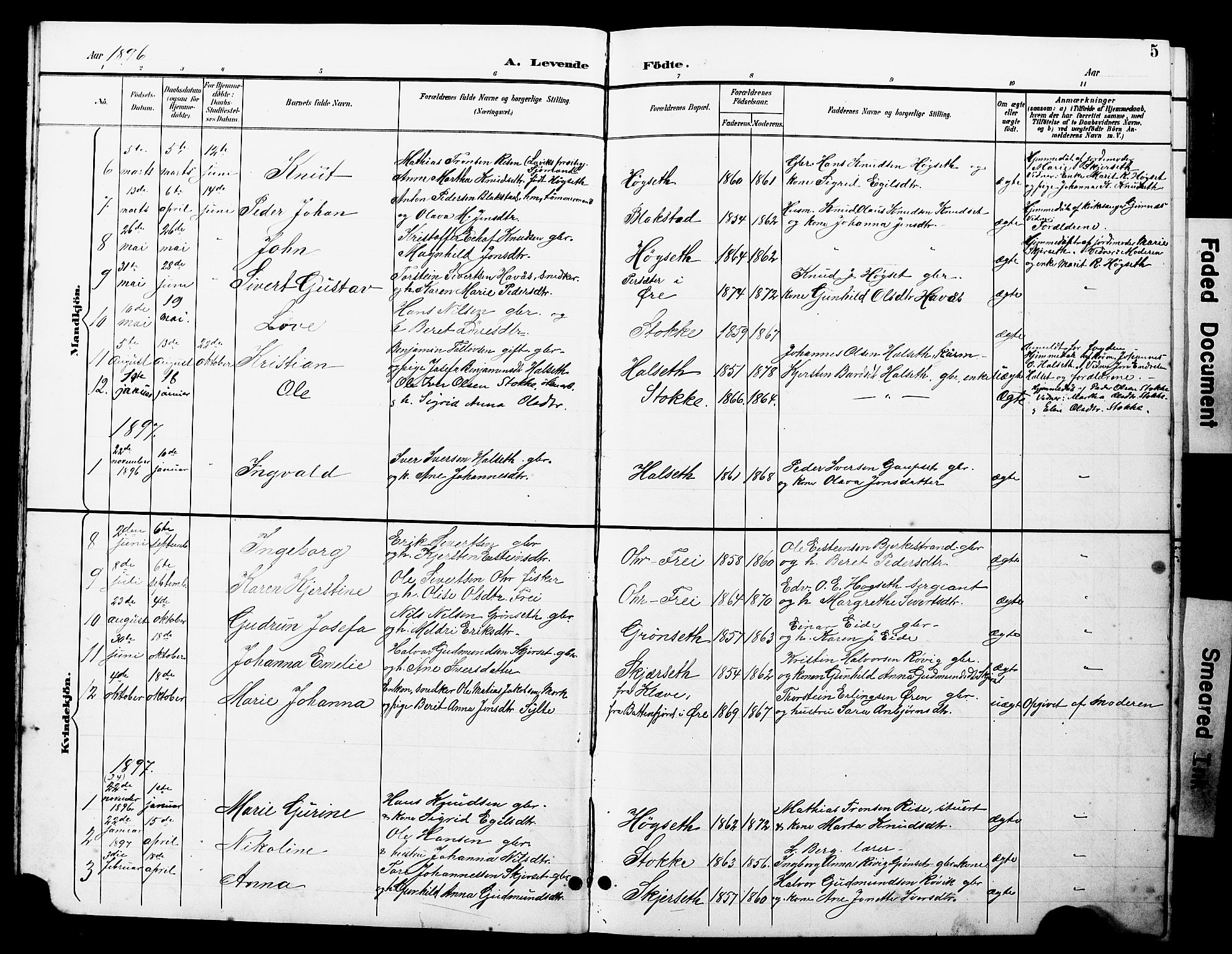 Ministerialprotokoller, klokkerbøker og fødselsregistre - Møre og Romsdal, AV/SAT-A-1454/585/L0973: Parish register (copy) no. 585C01, 1893-1930, p. 5