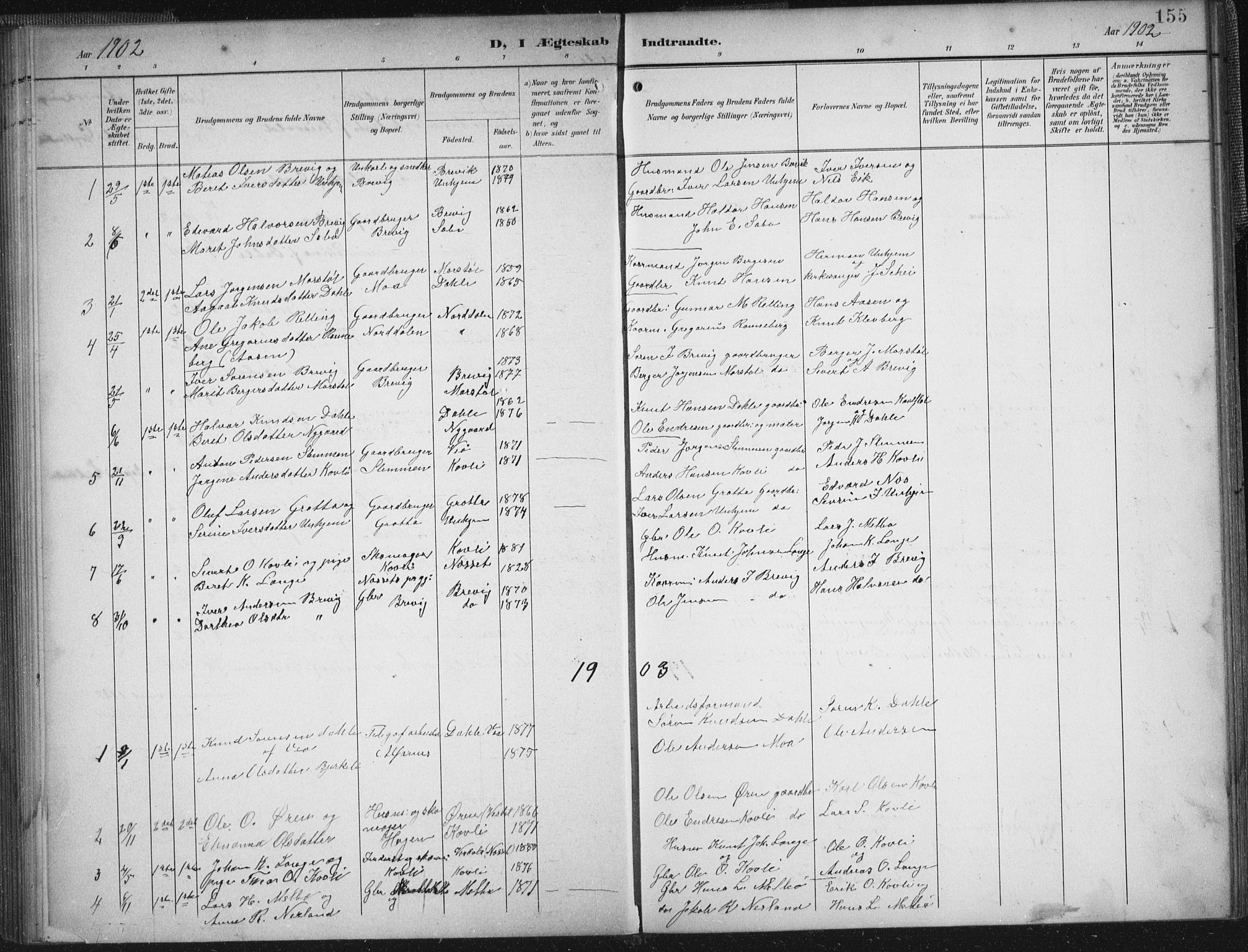 Ministerialprotokoller, klokkerbøker og fødselsregistre - Møre og Romsdal, SAT/A-1454/545/L0589: Parish register (copy) no. 545C03, 1902-1937, p. 155