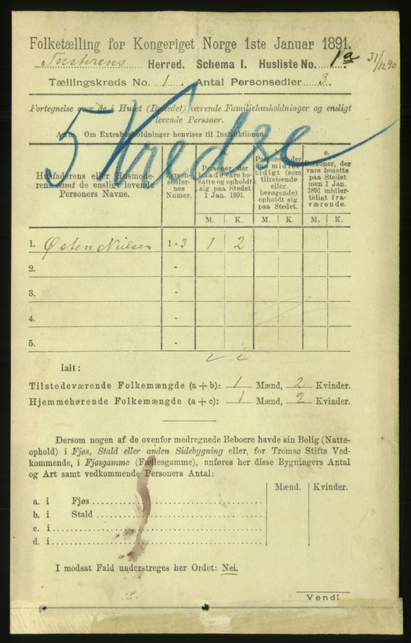 RA, 1891 census for 1572 Tustna, 1891, p. 18