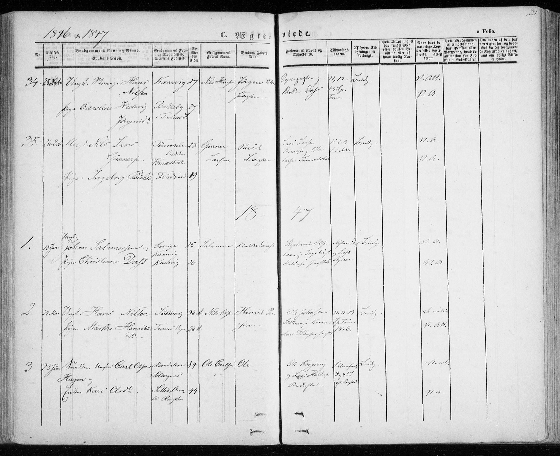 Lenvik sokneprestembete, SATØ/S-1310/H/Ha/Haa/L0006kirke: Parish register (official) no. 6, 1845-1854, p. 221