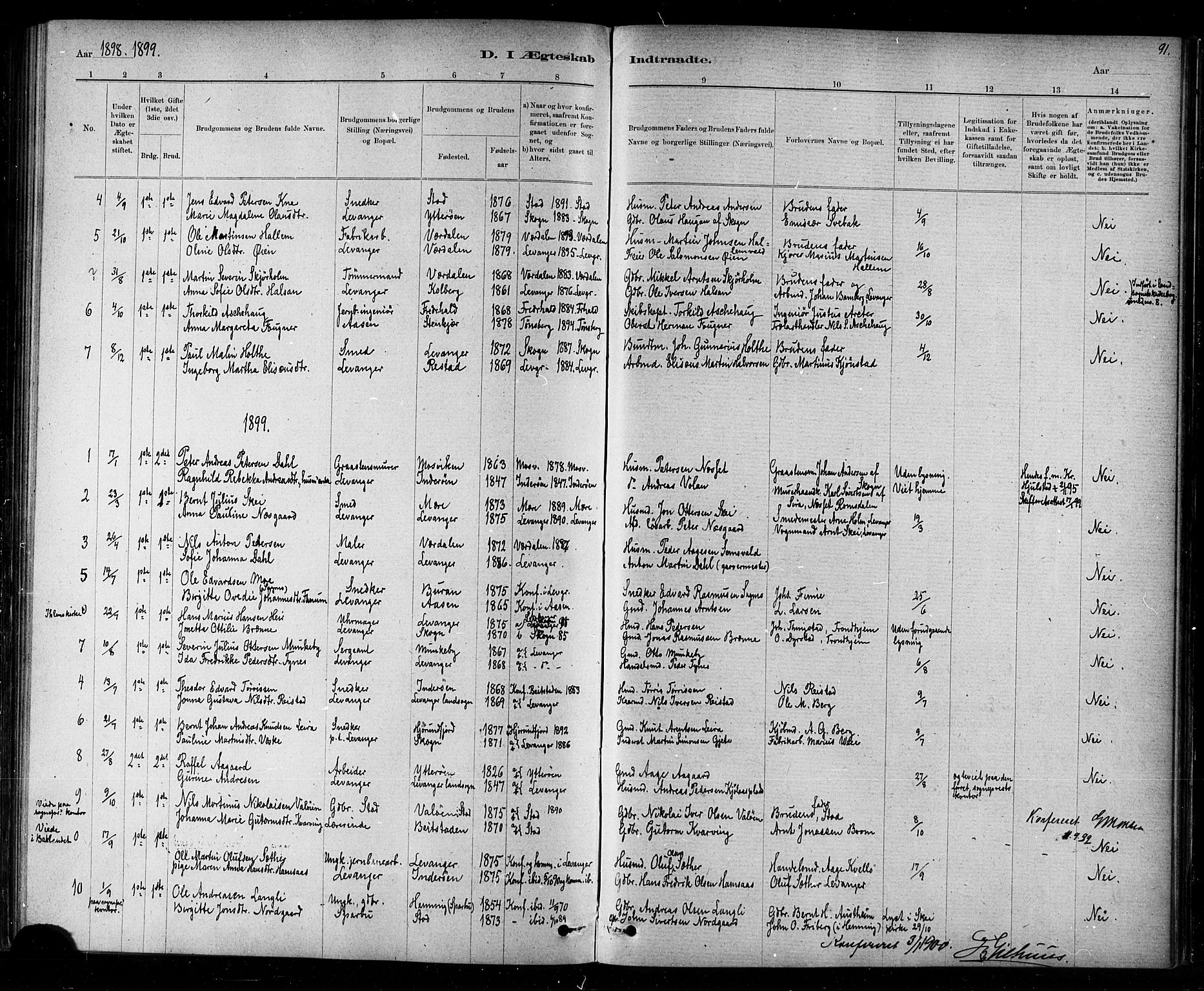 Ministerialprotokoller, klokkerbøker og fødselsregistre - Nord-Trøndelag, AV/SAT-A-1458/720/L0192: Parish register (copy) no. 720C01, 1880-1917, p. 91