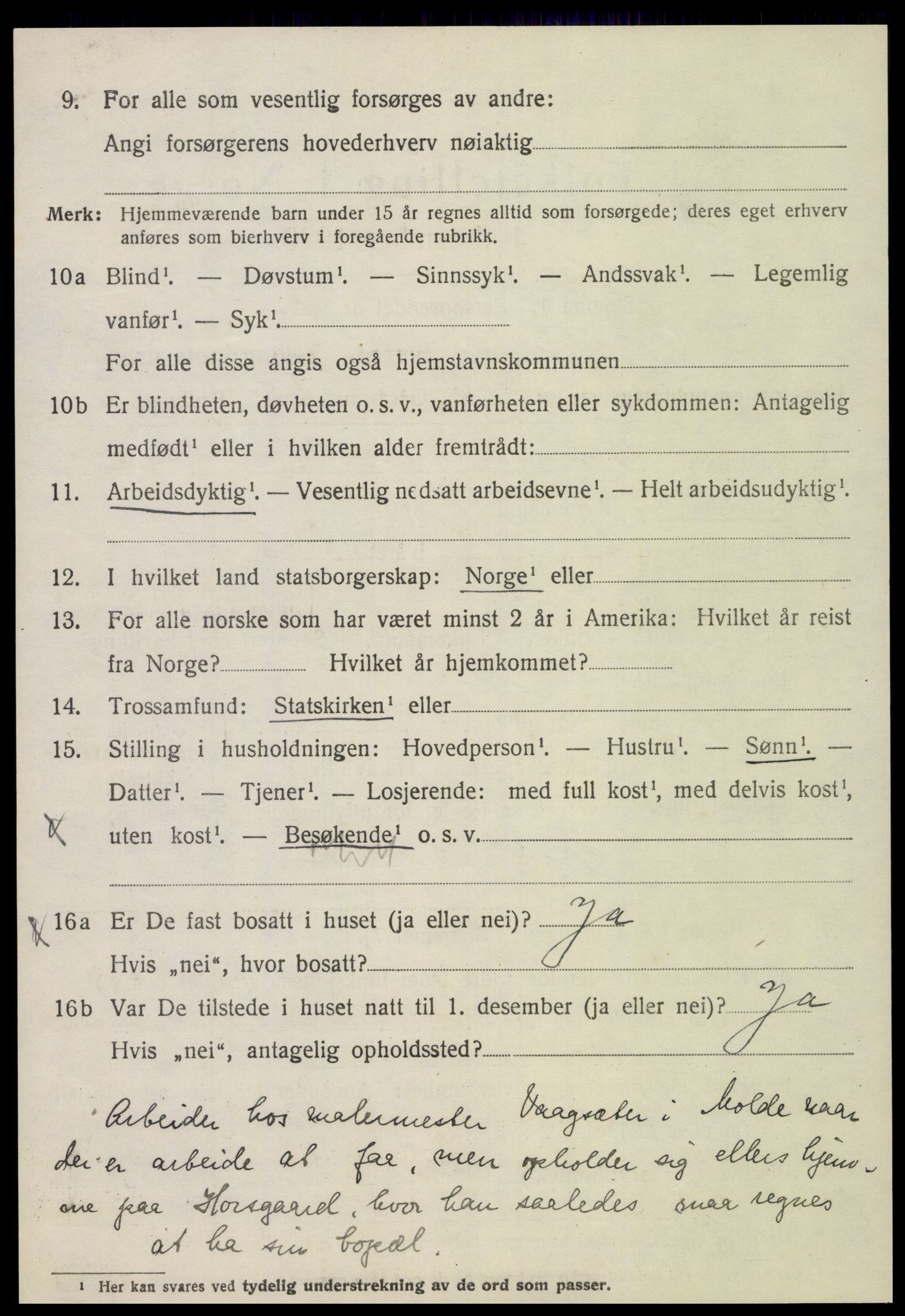 SAT, 1920 census for Veøy, 1920, p. 2524