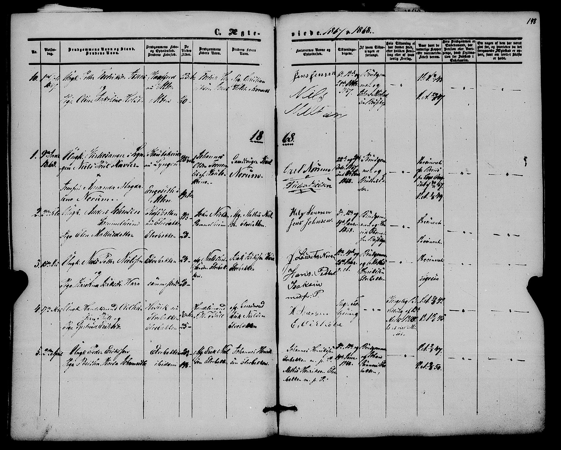 Alta sokneprestkontor, SATØ/S-1338/H/Ha/L0001.kirke: Parish register (official) no. 1, 1858-1878, p. 148