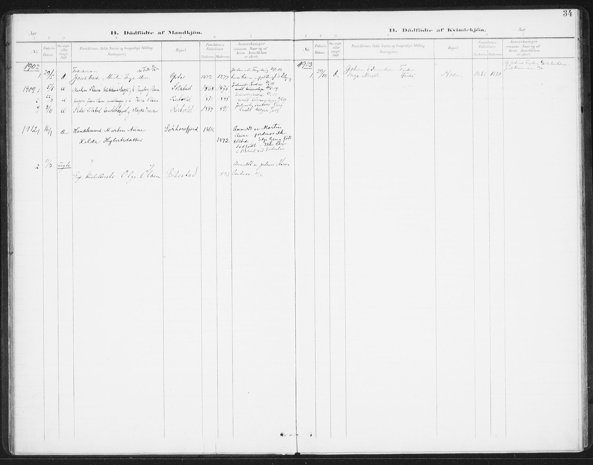 Ministerialprotokoller, klokkerbøker og fødselsregistre - Nordland, SAT/A-1459/811/L0167: Parish register (official) no. 811A04, 1899-1913, p. 34