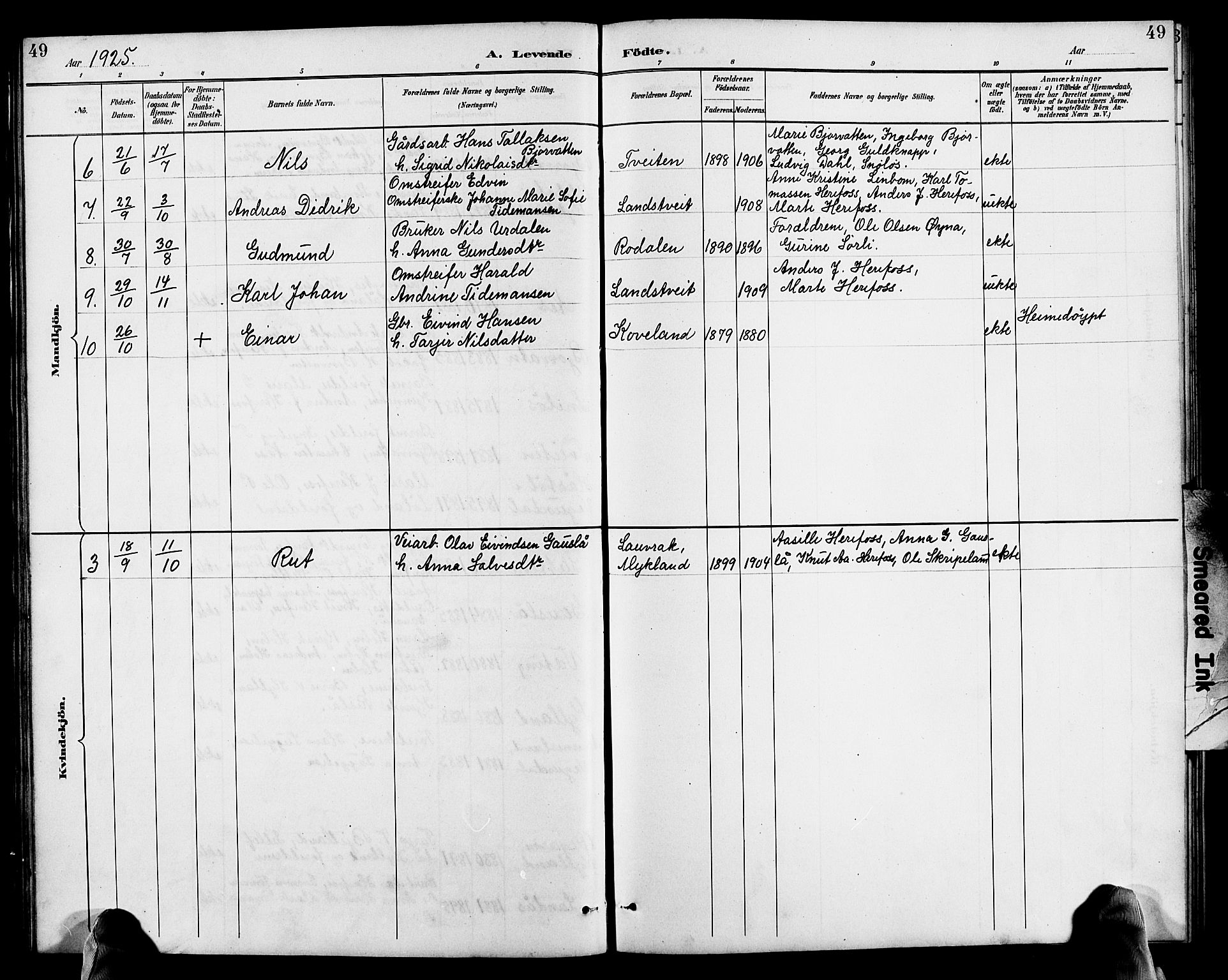 Herefoss sokneprestkontor, SAK/1111-0019/F/Fb/Fba/L0003: Parish register (copy) no. B 3, 1887-1925, p. 49