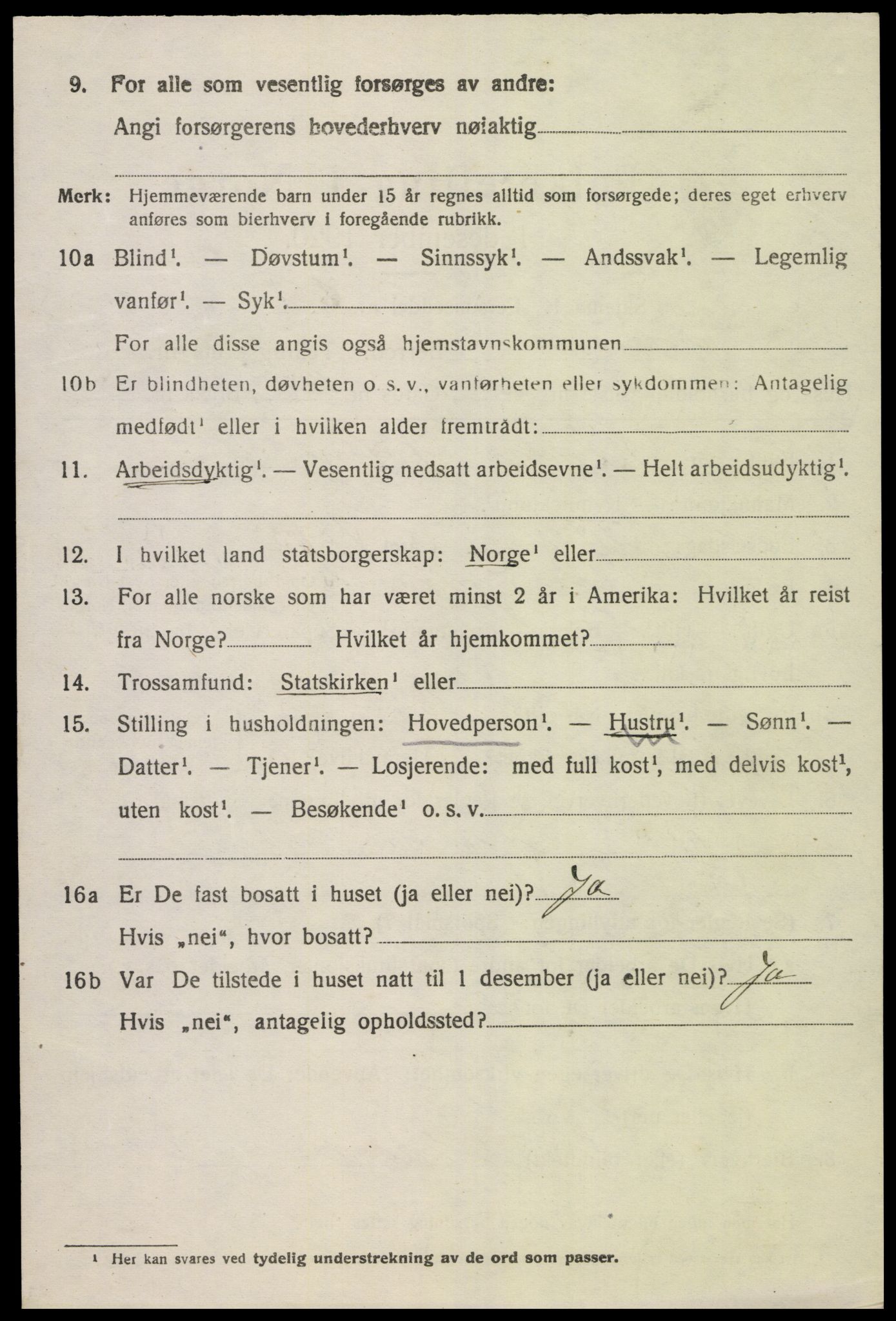 SAK, 1920 census for Spangereid, 1920, p. 1072