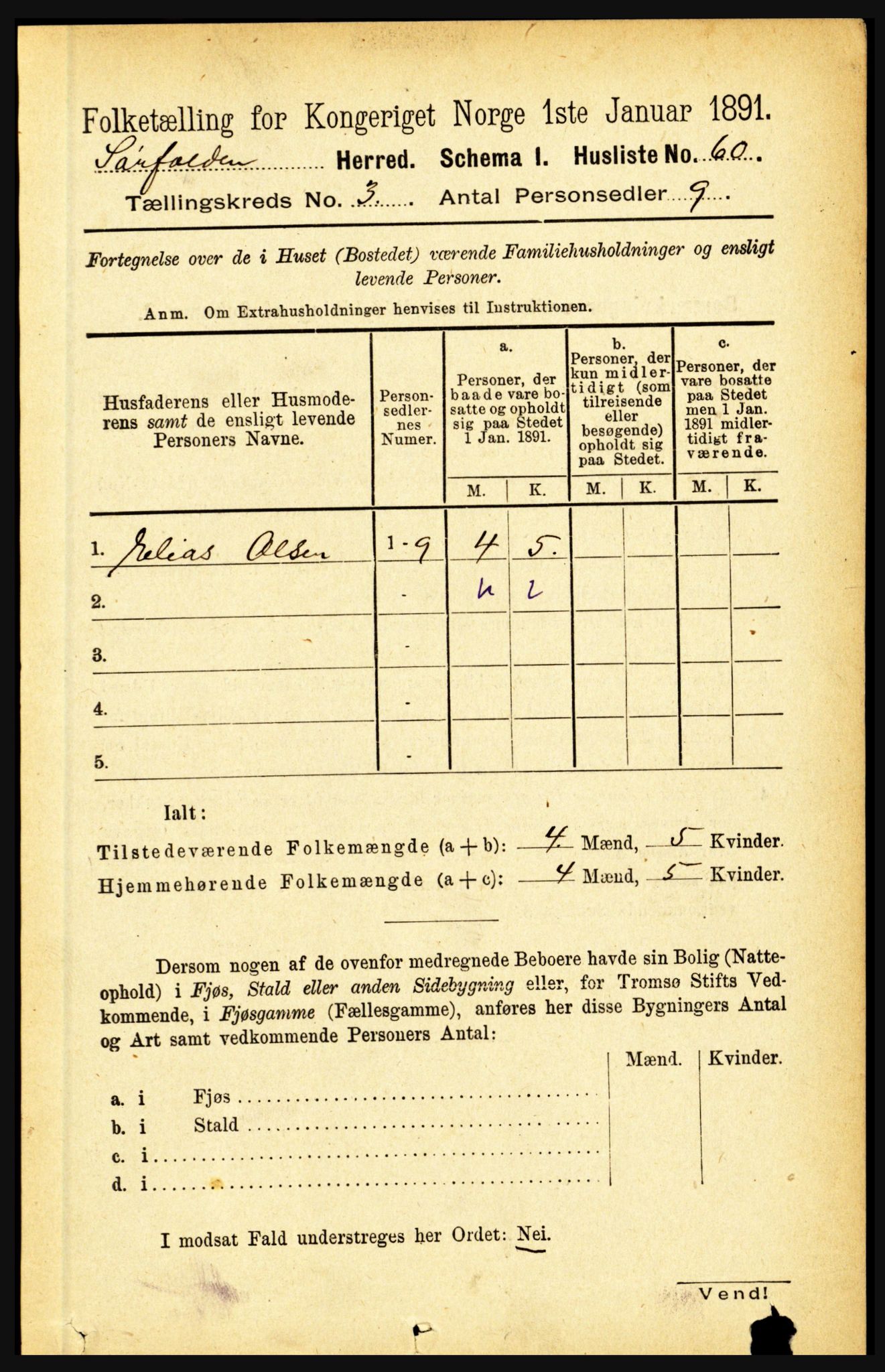 RA, 1891 census for 1845 Sørfold, 1891, p. 450