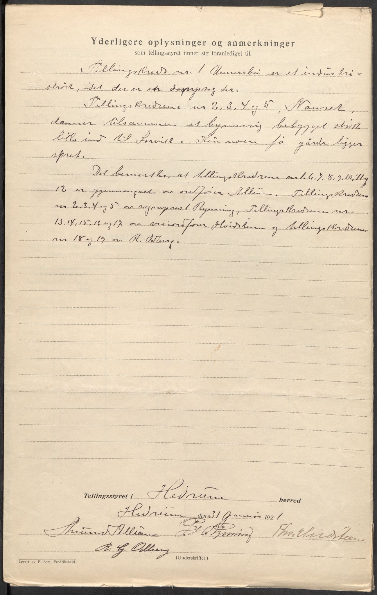 SAKO, 1920 census for Hedrum, 1920, p. 4