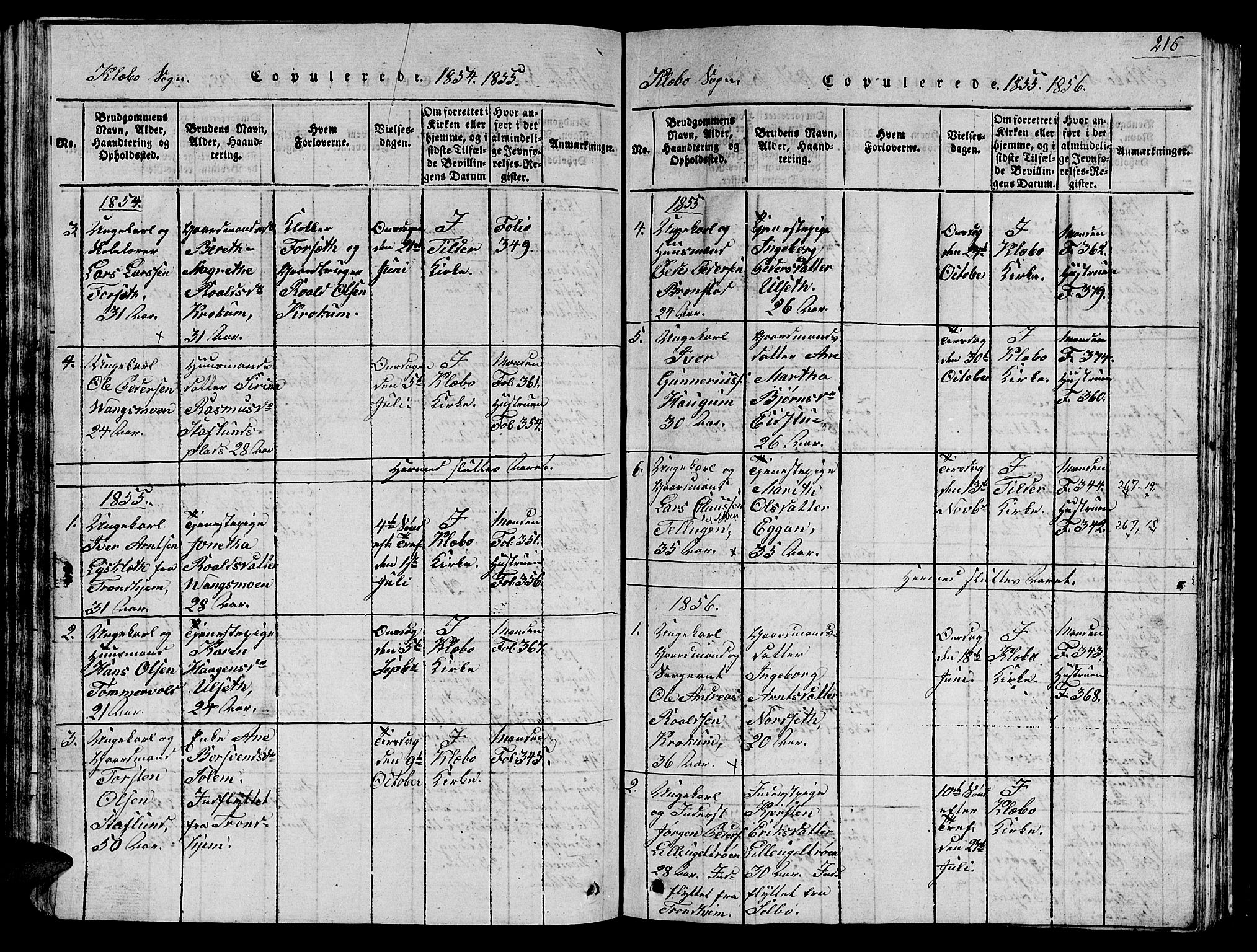 Ministerialprotokoller, klokkerbøker og fødselsregistre - Sør-Trøndelag, AV/SAT-A-1456/618/L0450: Parish register (copy) no. 618C01, 1816-1865, p. 216