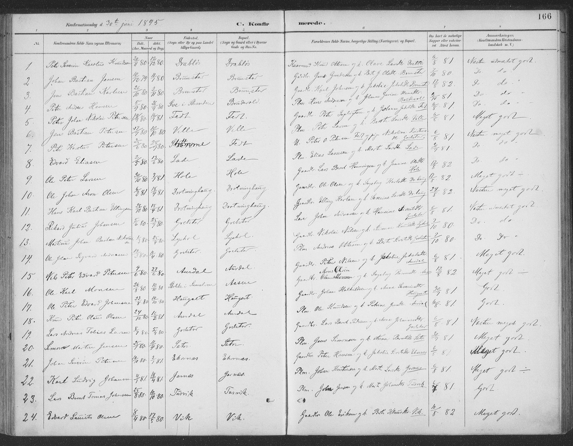 Ministerialprotokoller, klokkerbøker og fødselsregistre - Møre og Romsdal, AV/SAT-A-1454/523/L0335: Parish register (official) no. 523A02, 1891-1911, p. 166