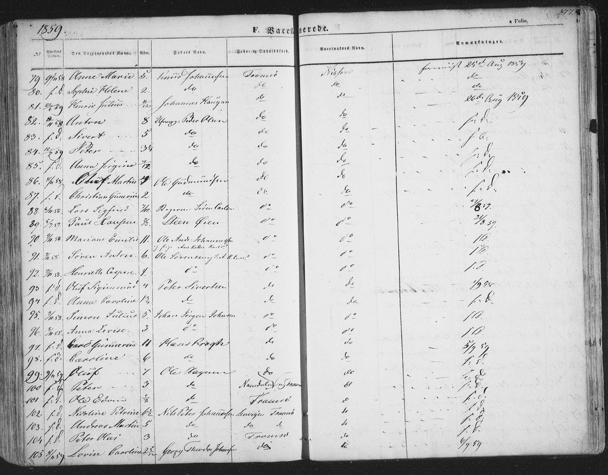 Tromsø sokneprestkontor/stiftsprosti/domprosti, AV/SATØ-S-1343/G/Ga/L0011kirke: Parish register (official) no. 11, 1856-1865, p. 277