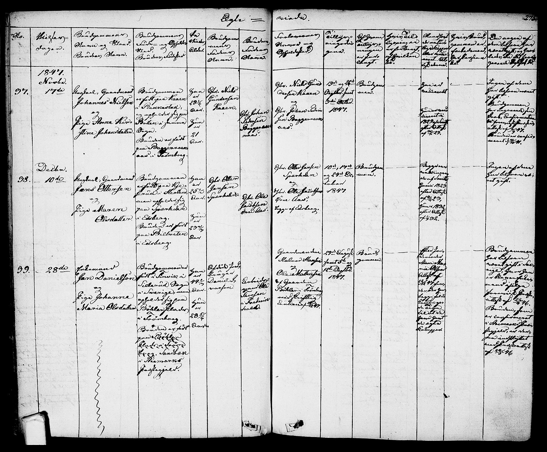 Eidsberg prestekontor Kirkebøker, AV/SAO-A-10905/F/Fa/L0008: Parish register (official) no. I 8, 1832-1848, p. 275