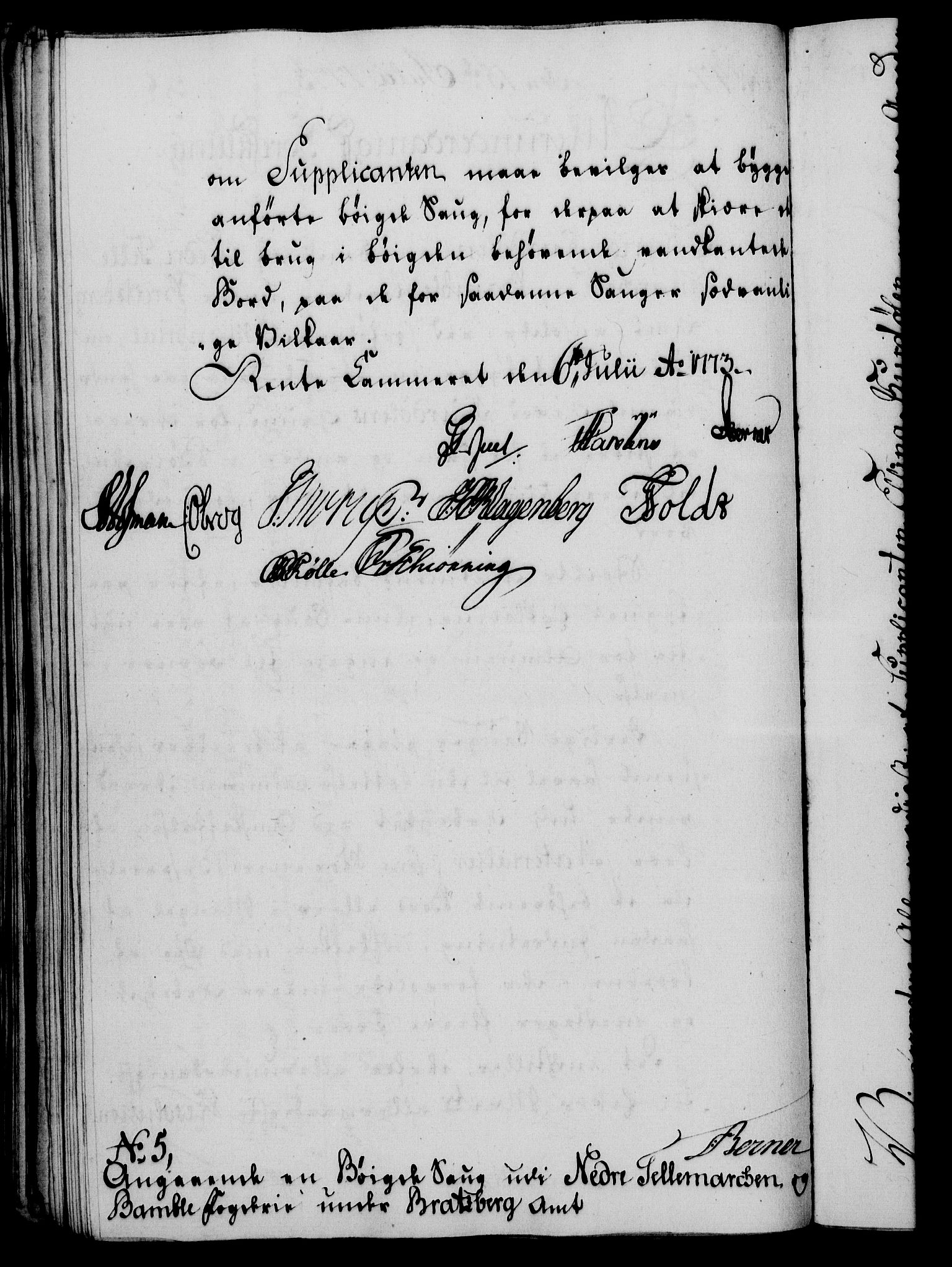 Rentekammeret, Kammerkanselliet, AV/RA-EA-3111/G/Gf/Gfa/L0055: Norsk relasjons- og resolusjonsprotokoll (merket RK 52.55), 1773, p. 184