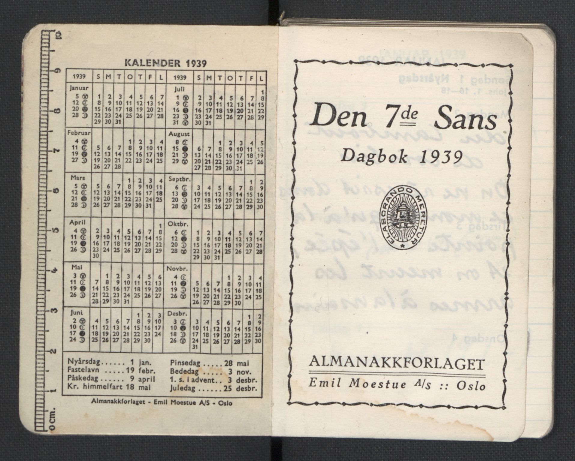 Quisling, Vidkun, AV/RA-PA-0750/H/L0001: 7. sanser (lommealmanakker) med Quislings egenhendige innførsler - 22 stk. i skinnmappe, 1922-1944, p. 1283