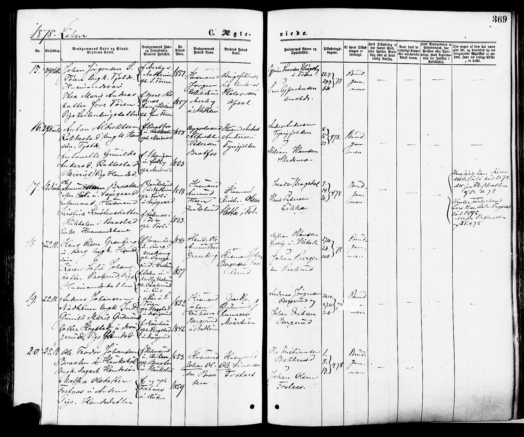 Høland prestekontor Kirkebøker, SAO/A-10346a/F/Fa/L0012.a: Parish register (official) no. I 12A, 1869-1879, p. 369