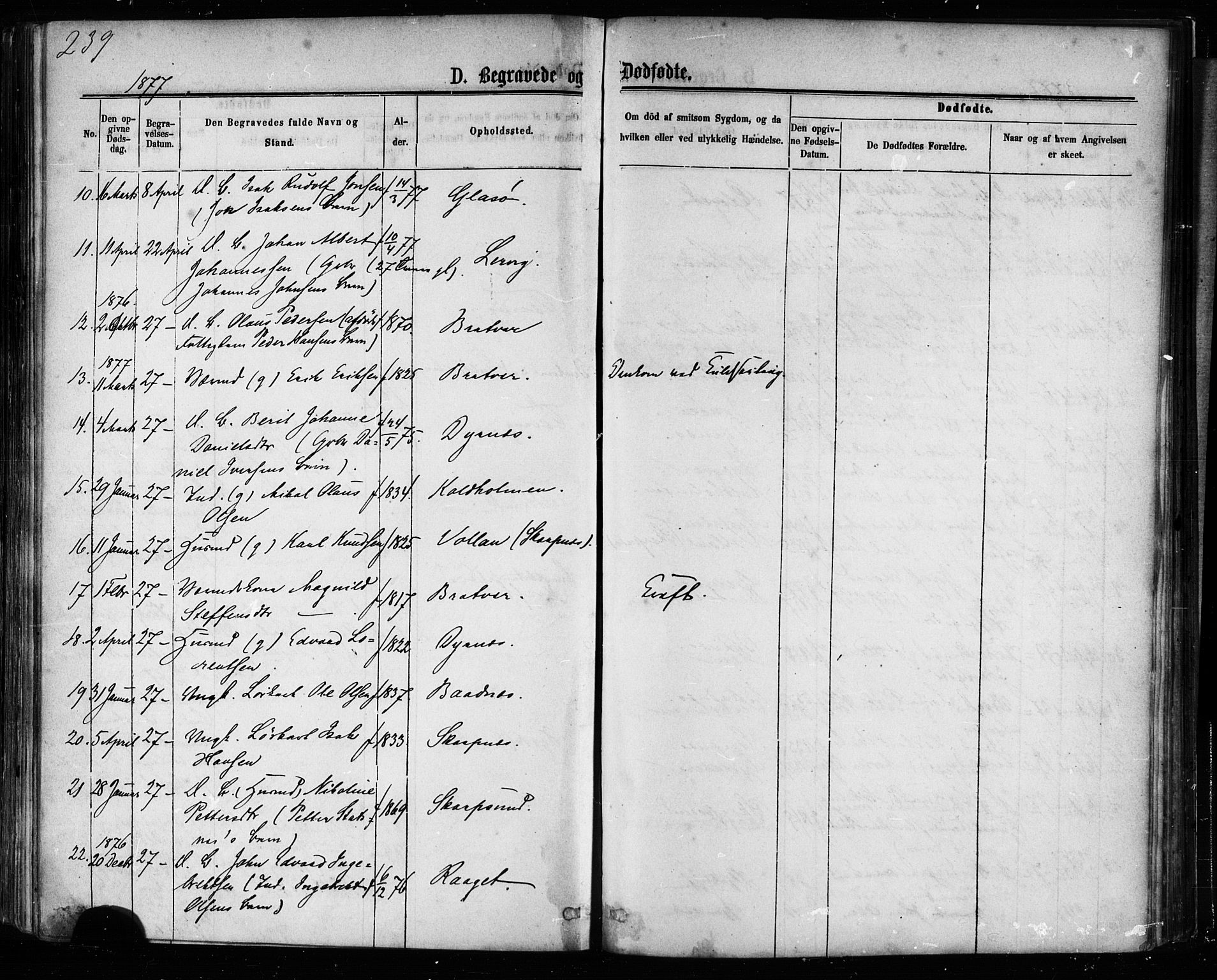 Ministerialprotokoller, klokkerbøker og fødselsregistre - Møre og Romsdal, AV/SAT-A-1454/581/L0938: Parish register (official) no. 581A06, 1873-1879, p. 239