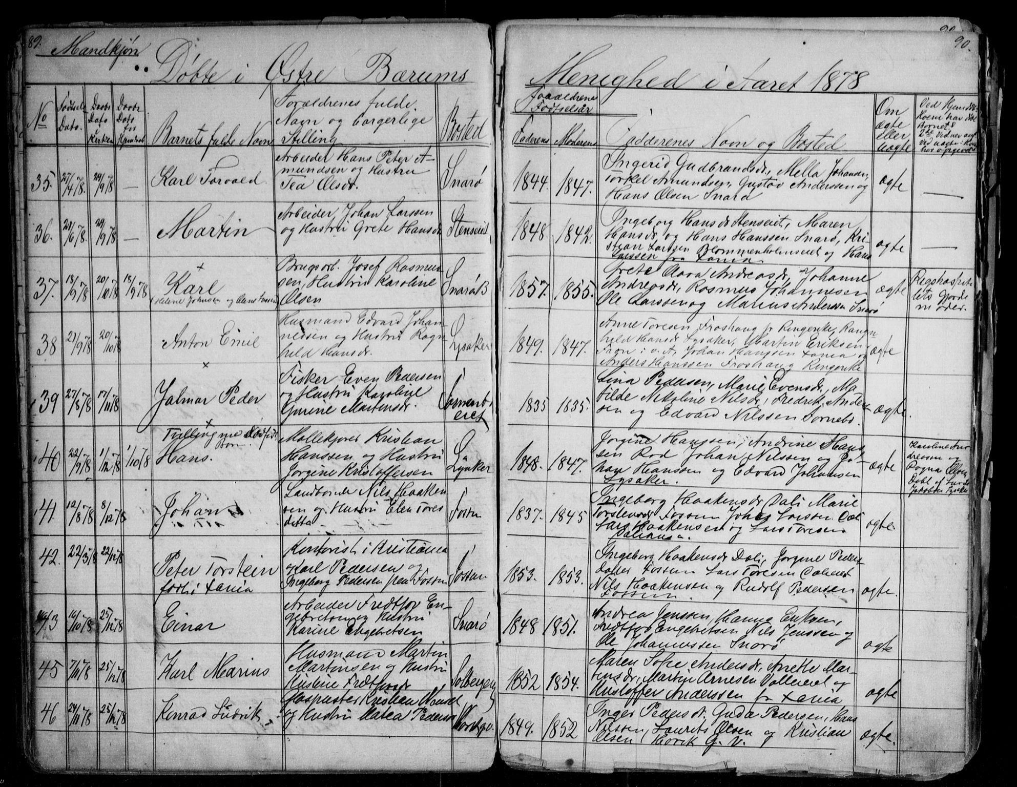 Asker prestekontor Kirkebøker, AV/SAO-A-10256a/G/Gc/L0002: Parish register (copy) no. III 2, 1874-1883, p. 89-90