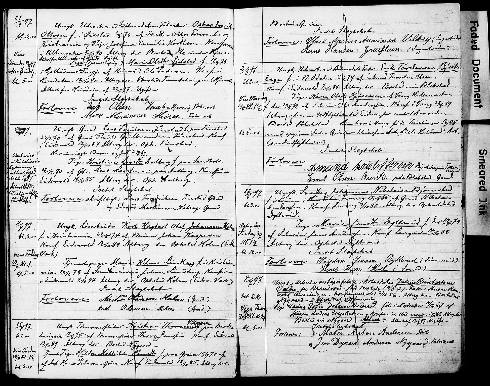 Eidsvoll prestekontor Kirkebøker, AV/SAO-A-10888/H/Ha/L0002: Banns register no. 2, 1893-1899