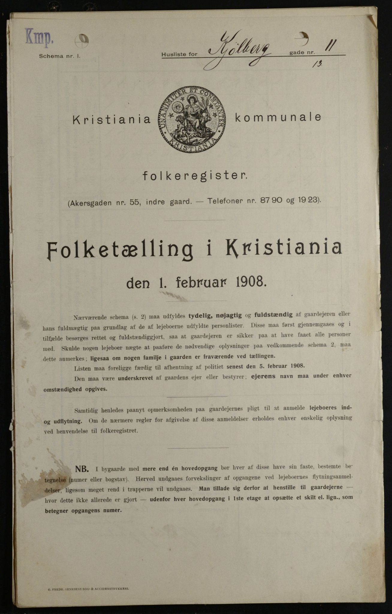 OBA, Municipal Census 1908 for Kristiania, 1908, p. 46051