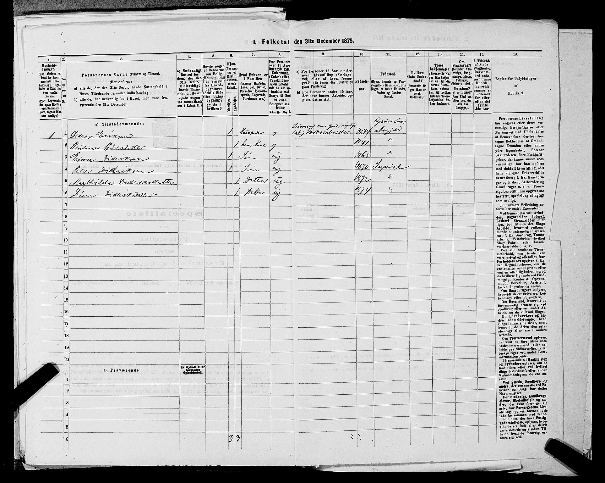 SAST, 1875 census for 1111L Sokndal/Sokndal, 1875, p. 710