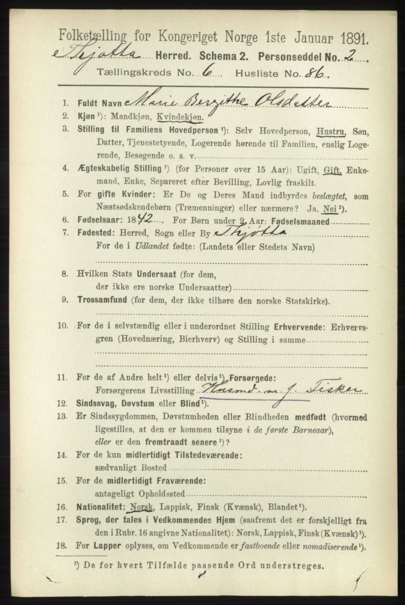 RA, 1891 census for 1817 Tjøtta, 1891, p. 3519