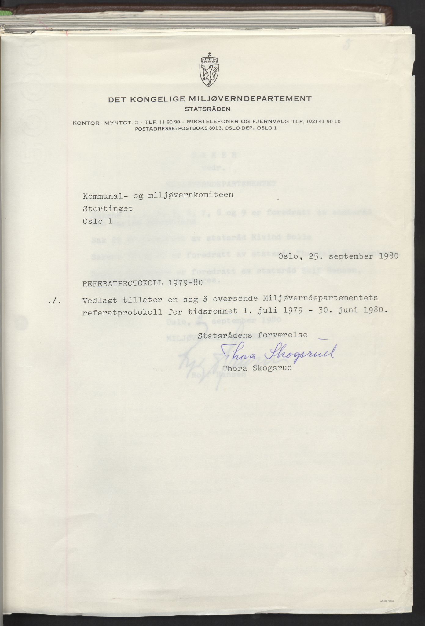 Miljøverndepartementet, RA/S-2532/2/Aa/L0009: Referatprotokoller fra statsråd, 1979-1980