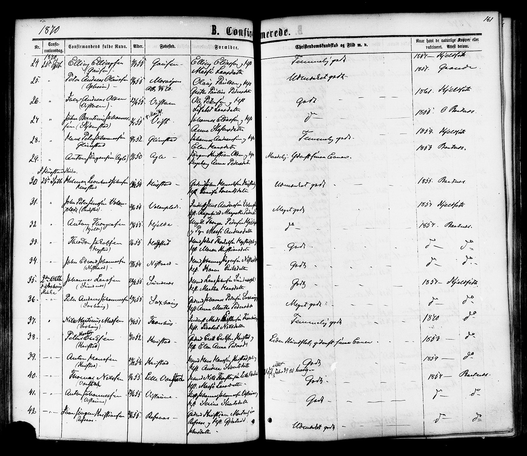 Ministerialprotokoller, klokkerbøker og fødselsregistre - Nord-Trøndelag, SAT/A-1458/730/L0284: Parish register (official) no. 730A09, 1866-1878, p. 161