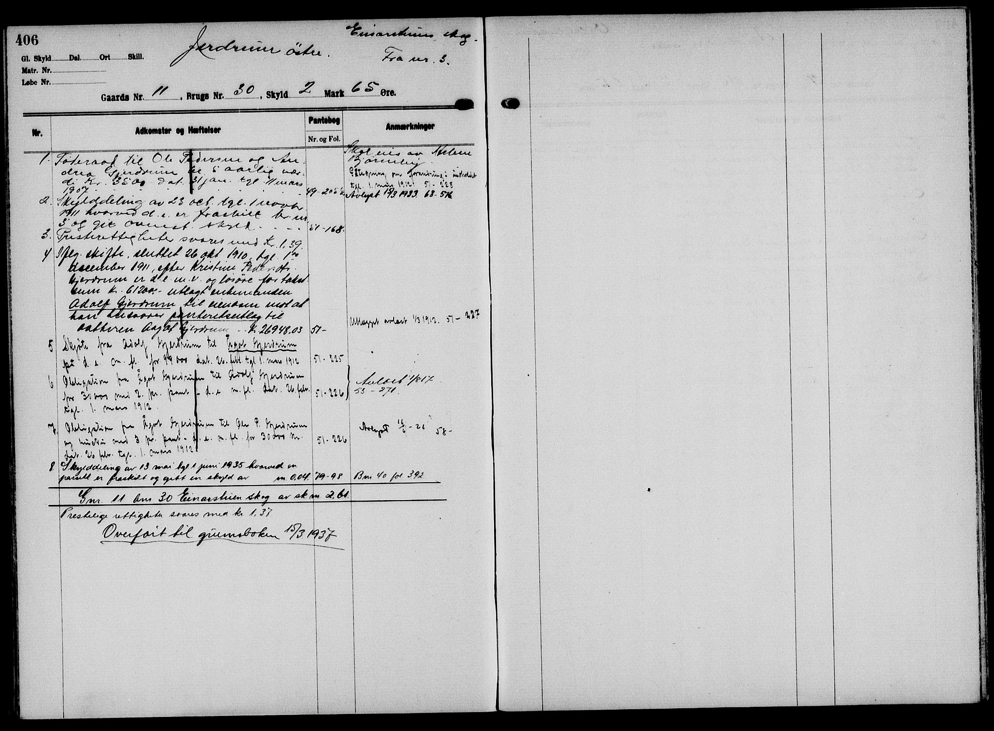 Solør tingrett, AV/SAH-TING-008/H/Ha/Hak/L0001: Mortgage register no. I, 1900-1935, p. 406